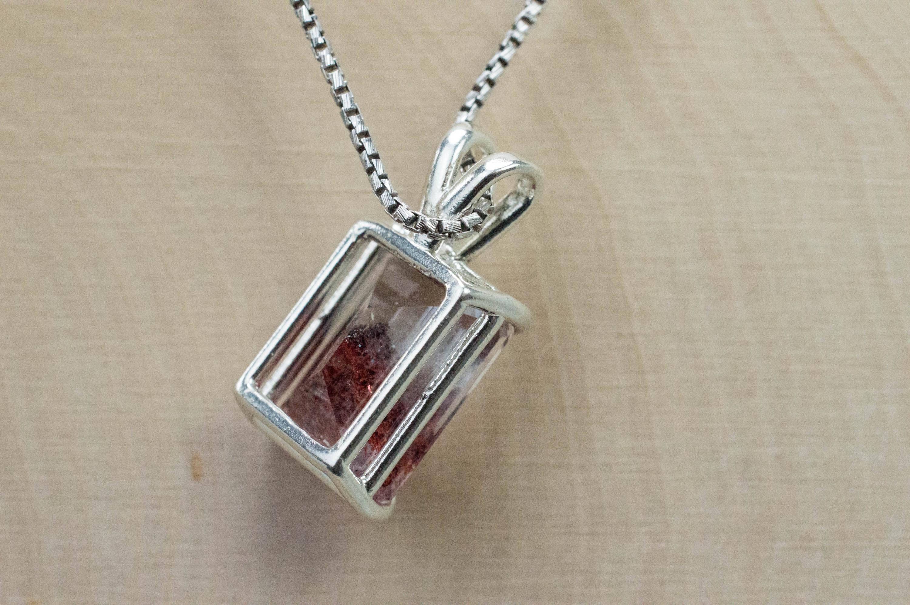 Hematite Quartz Pendant; Natural Untreated Tanzania Fire and Ice Quartz; 8.460cts - Mark Oliver Gems