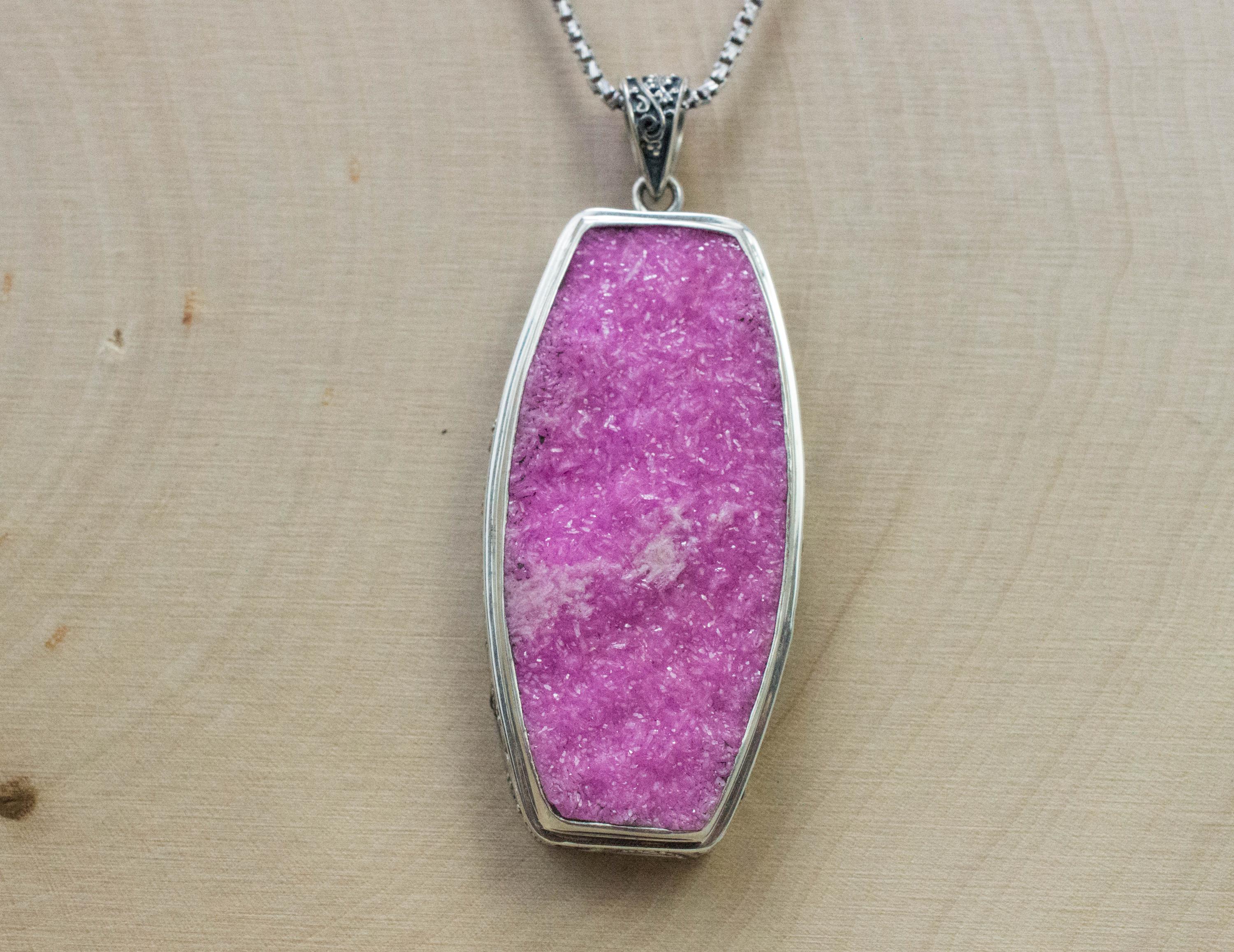 Cobalt Calcite Pendant, Natural Untreated Congo Cobalto Calcite; 41x21mm - Mark Oliver Gems