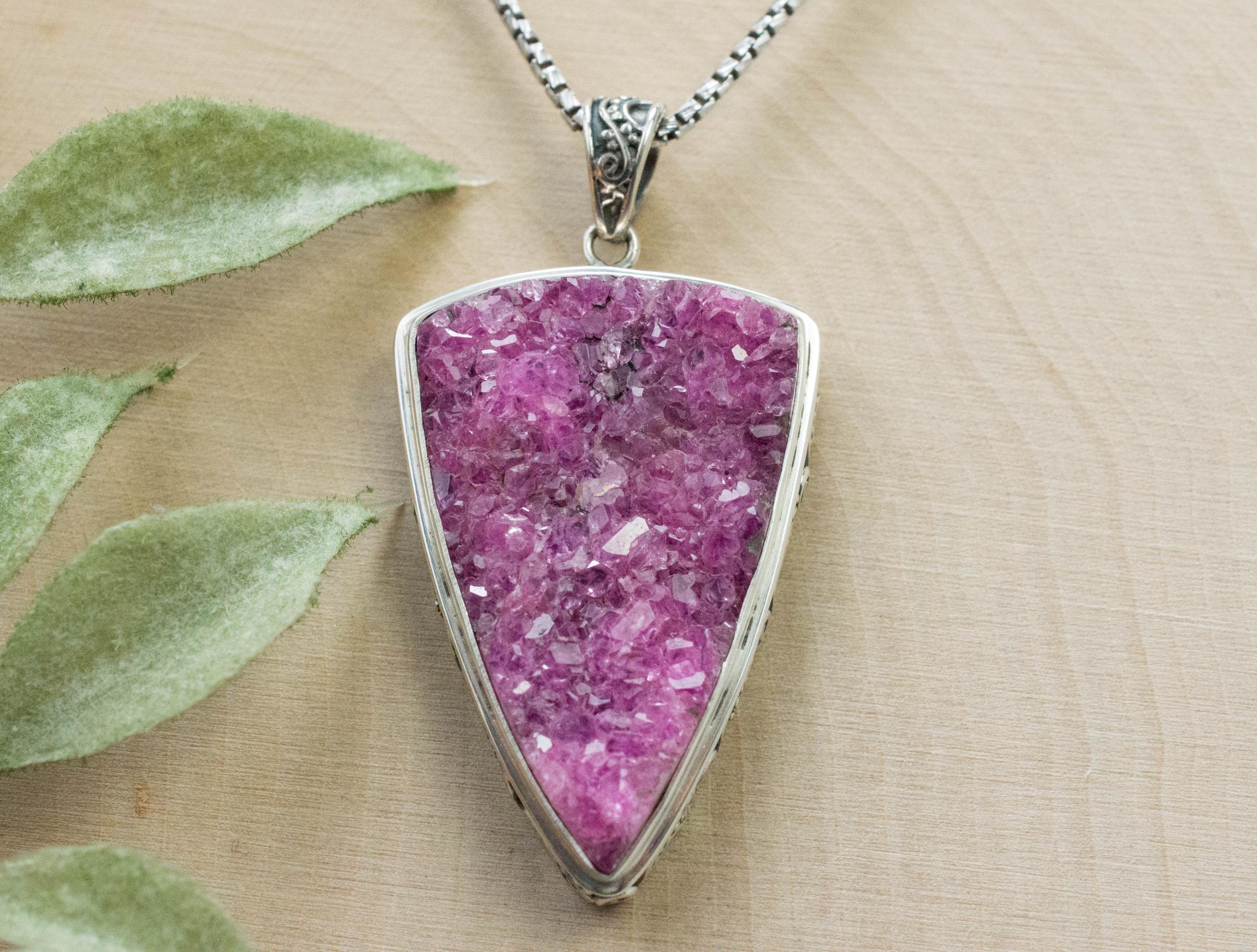 Cobalt Calcite Pendant, Natural Untreated Congo Cobalto Calcite; 31x22mm - Mark Oliver Gems