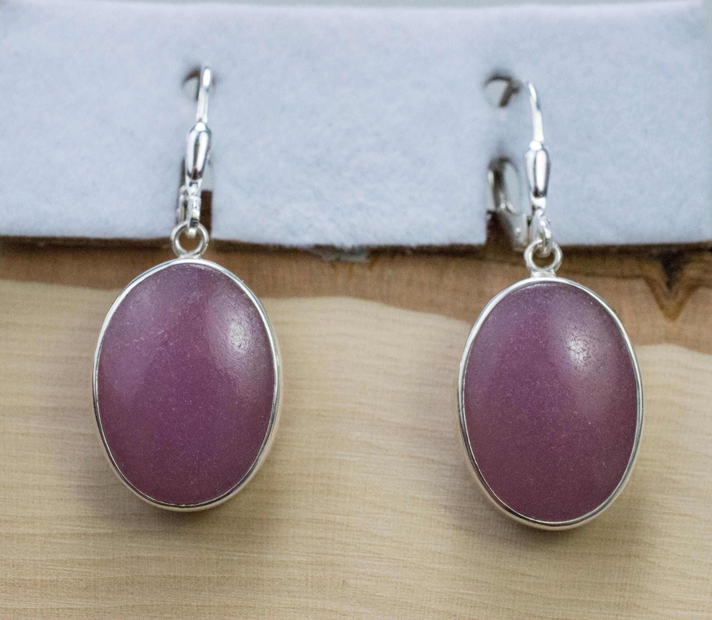 Cobalt Calcite Earrings, Natural Untreated Congo Cobalto Calcite; 19x14mm - Mark Oliver Gems