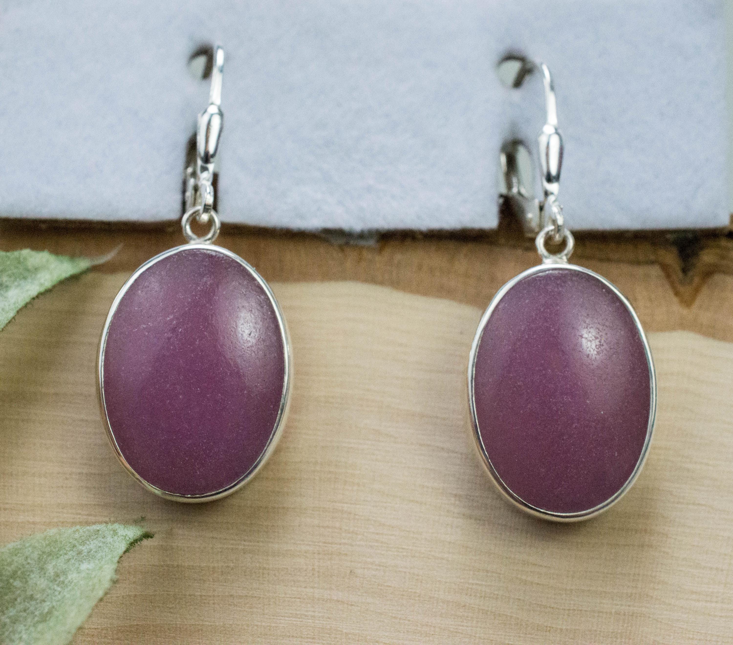 Cobalt Calcite Earrings, Natural Untreated Congo Cobalto Calcite; 19x14mm - Mark Oliver Gems