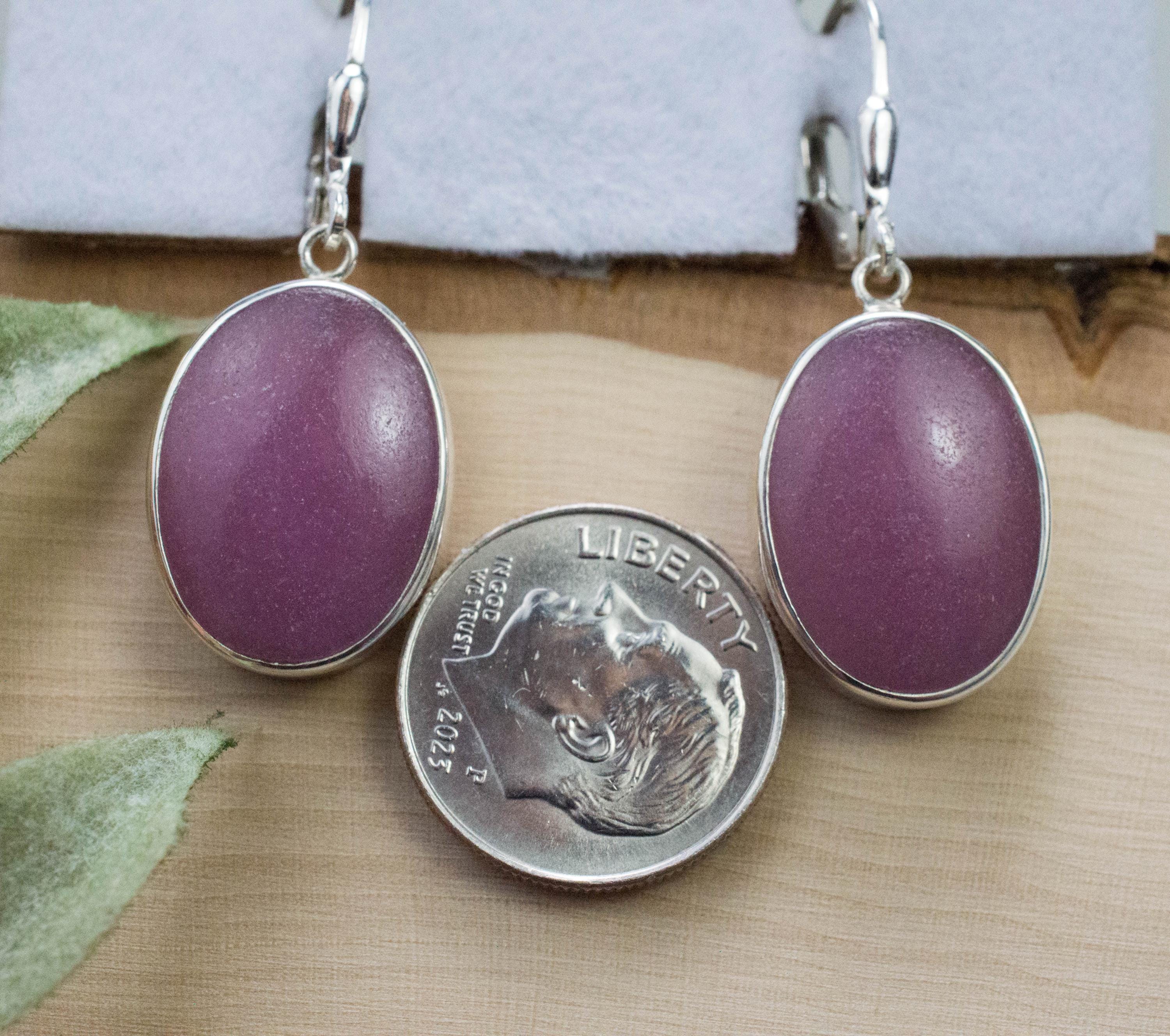 Cobalt Calcite Earrings, Natural Untreated Congo Cobalto Calcite; 19x14mm - Mark Oliver Gems