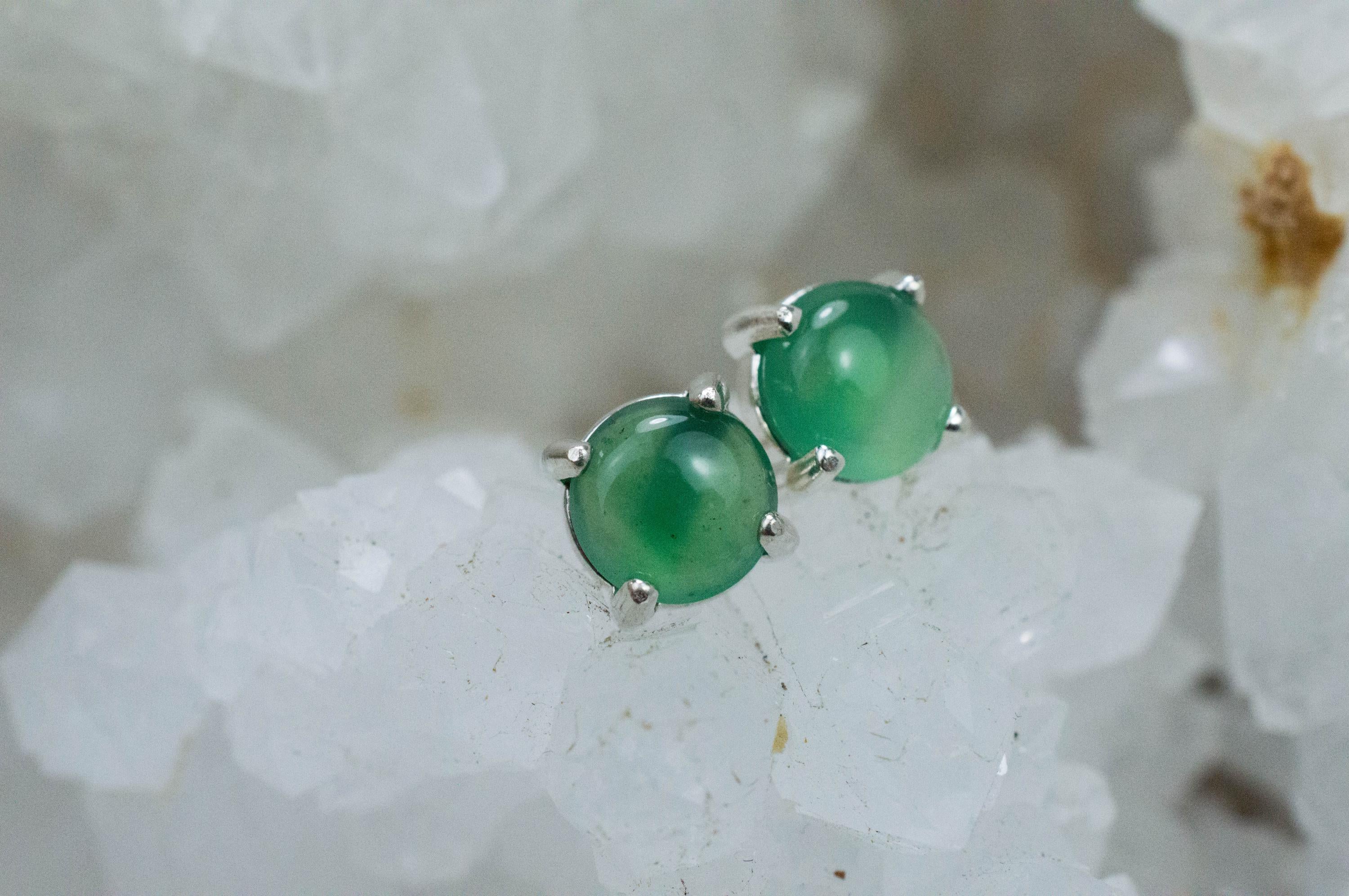 Chrome Chalcedony Earrings; Natural Untreated Zimbabwe Chalcedony; 1.940cts - Mark Oliver Gems