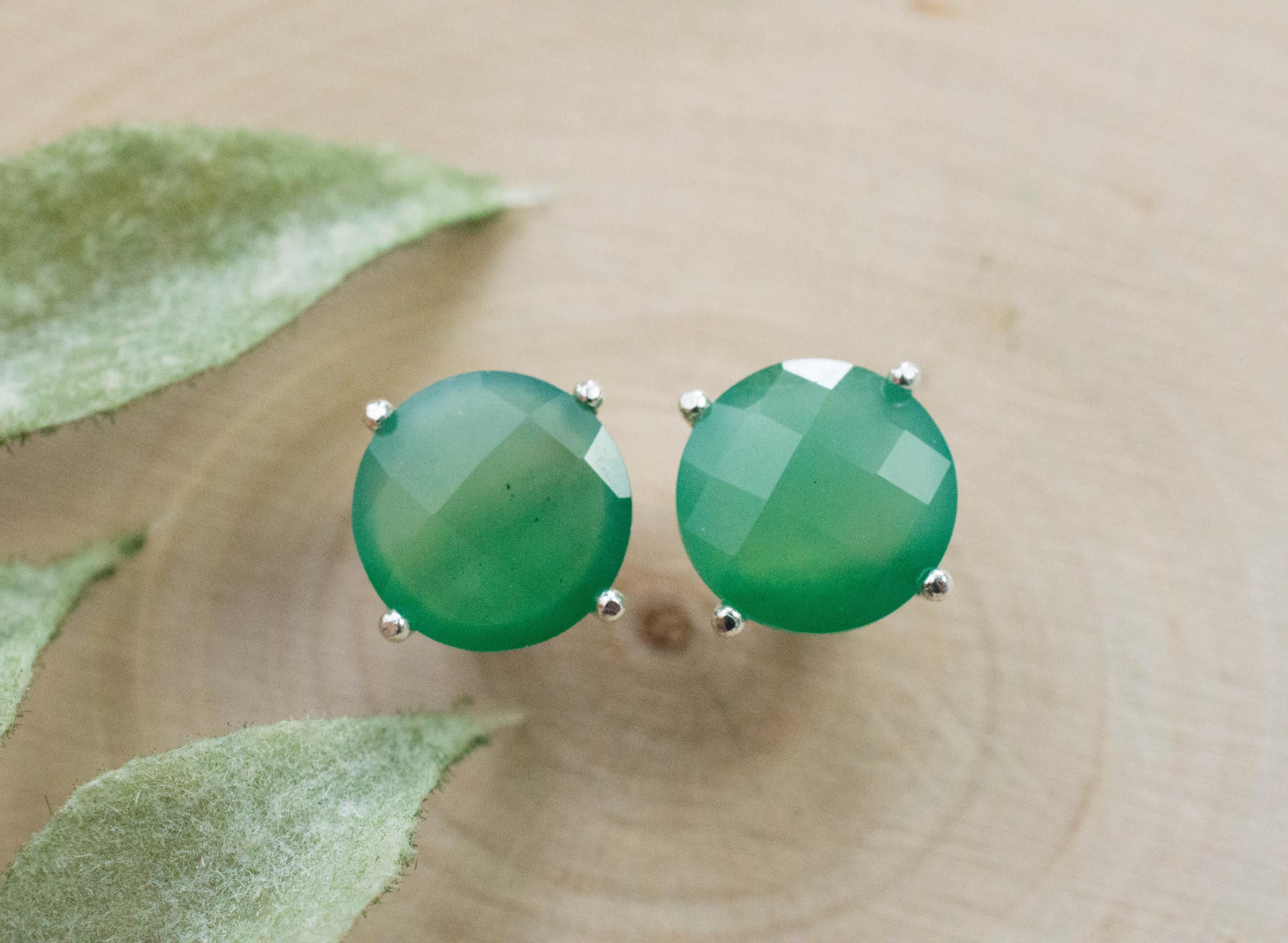 Chrome Chalcedony Earrings; Natural Untreated Zimbabwe Chalcedony; 4.185cts - Mark Oliver Gems