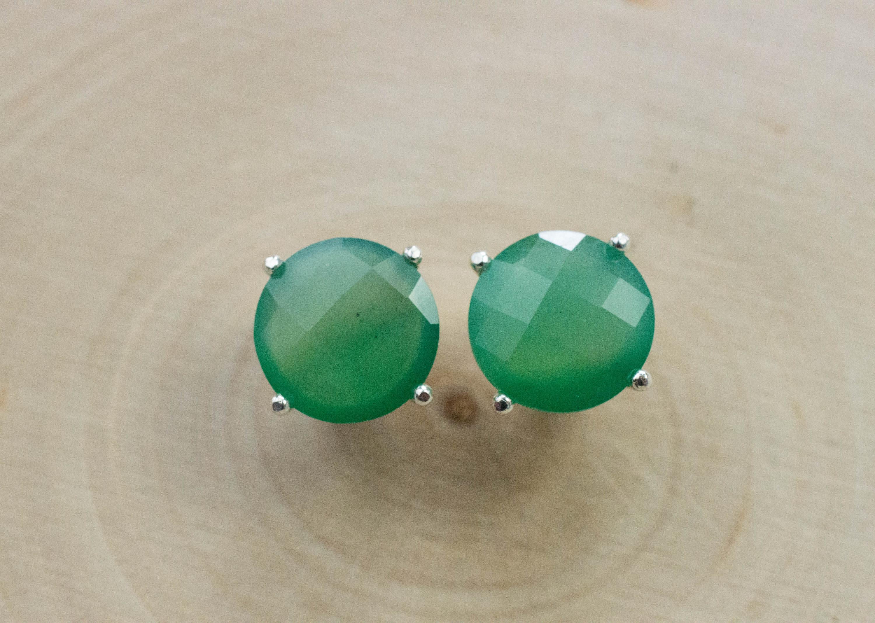 Chrome Chalcedony Earrings; Natural Untreated Zimbabwe Chalcedony; 4.185cts - Mark Oliver Gems