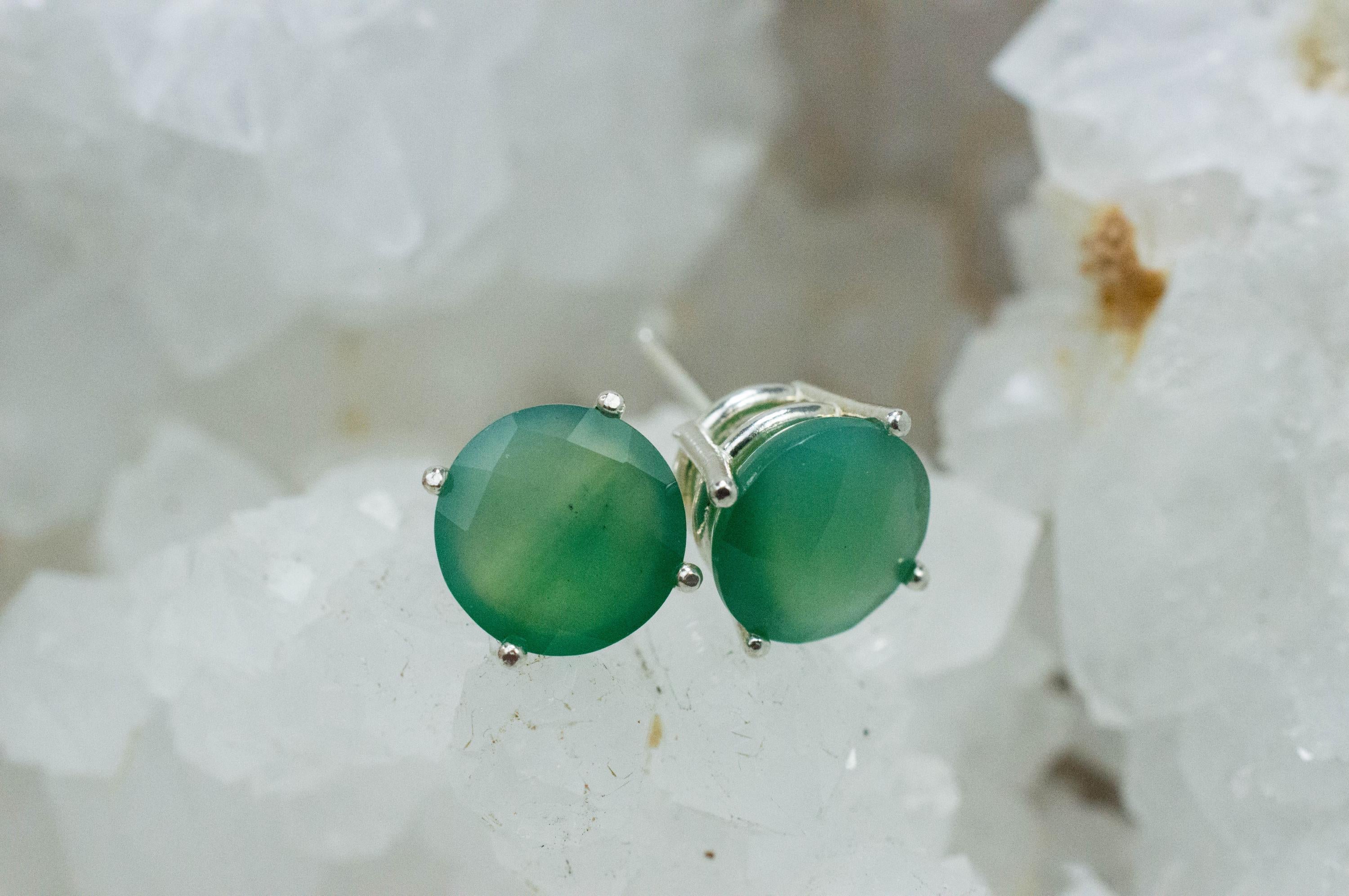 Chrome Chalcedony Earrings; Natural Untreated Zimbabwe Chalcedony; 4.185cts - Mark Oliver Gems