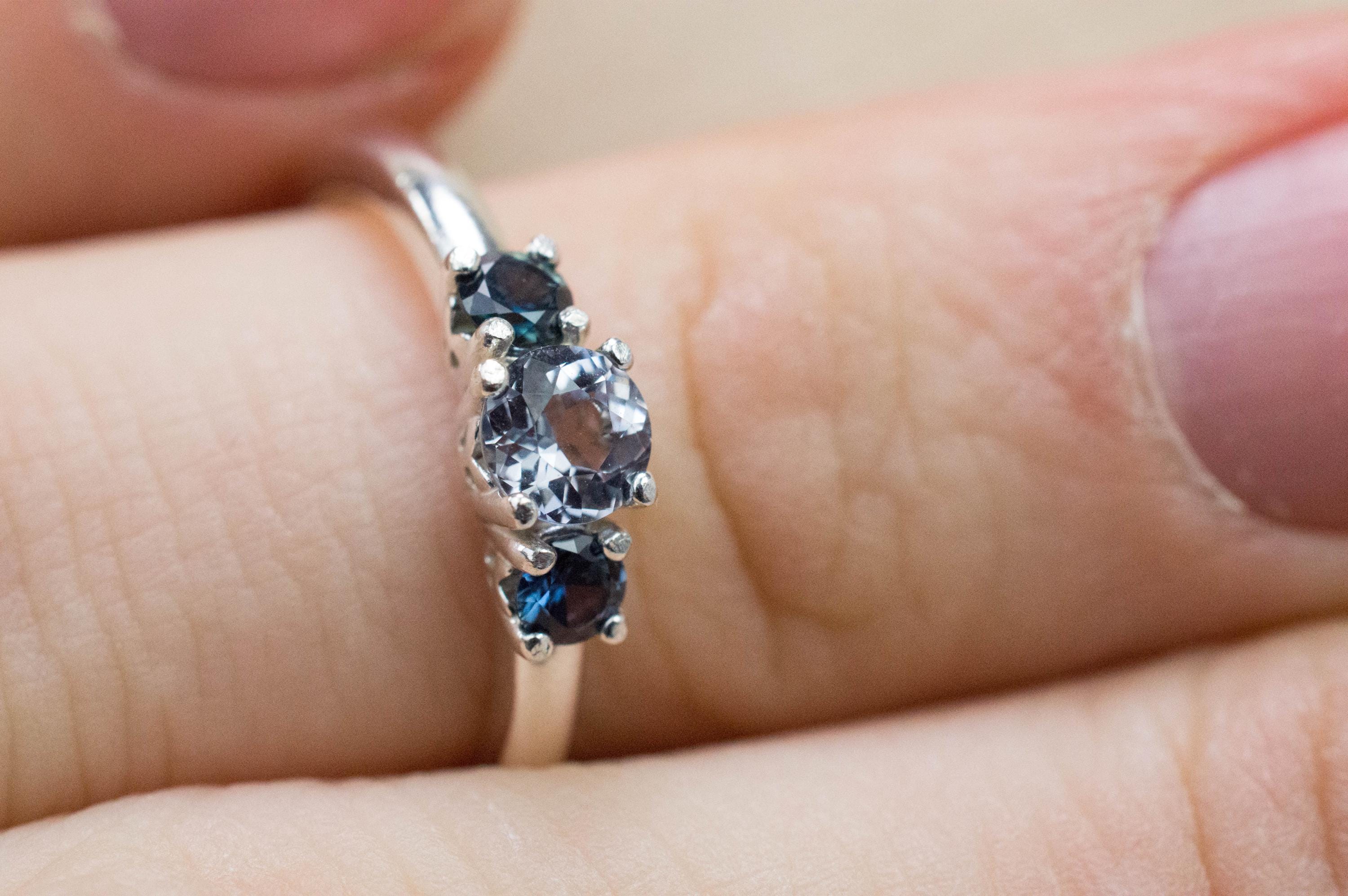 Gray and Blue Spinel Ring, Natural Untreated Mozambique Spinel - Mark Oliver Gems