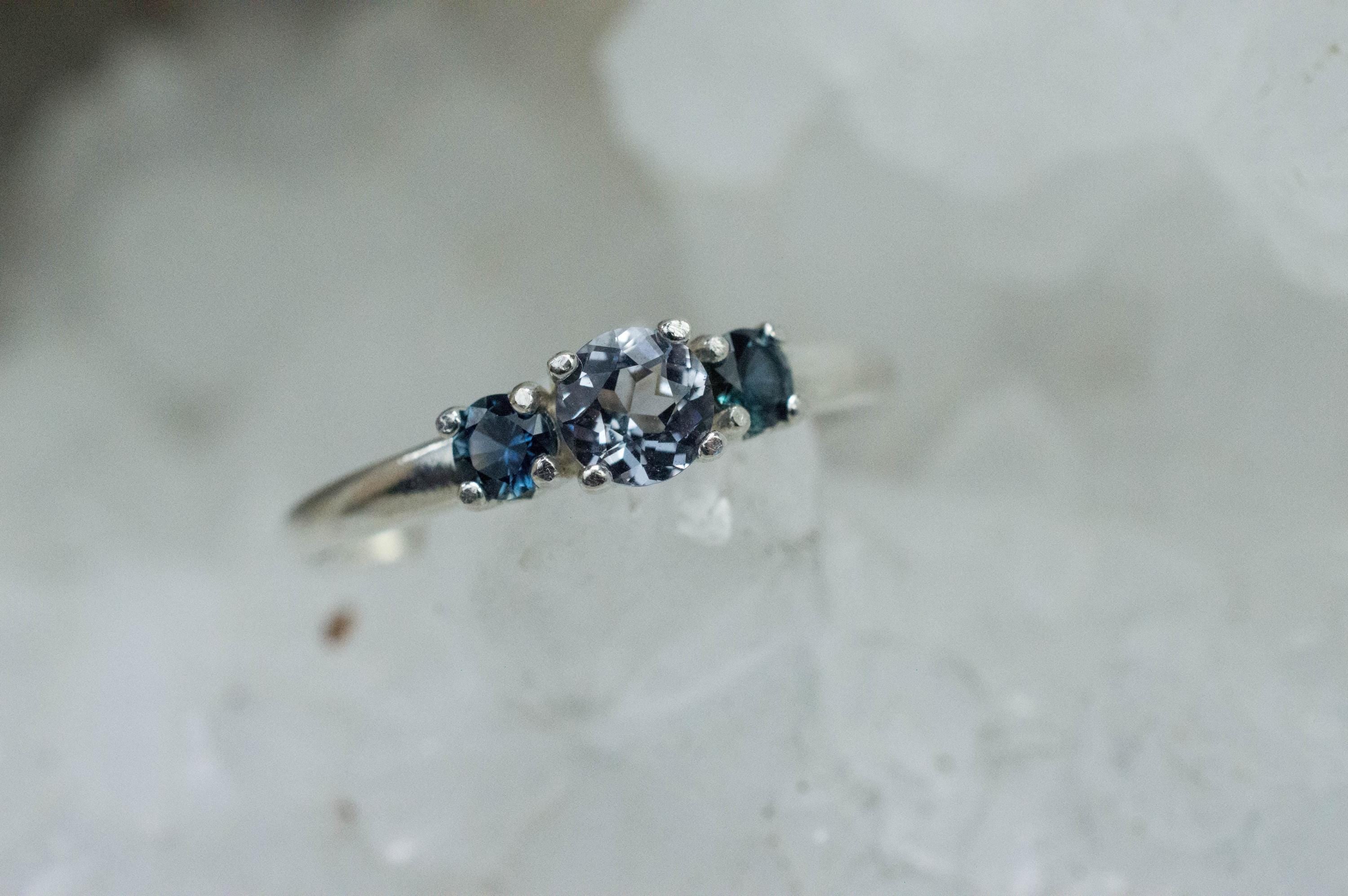 Gray and Blue Spinel Ring, Natural Untreated Mozambique Spinel - Mark Oliver Gems