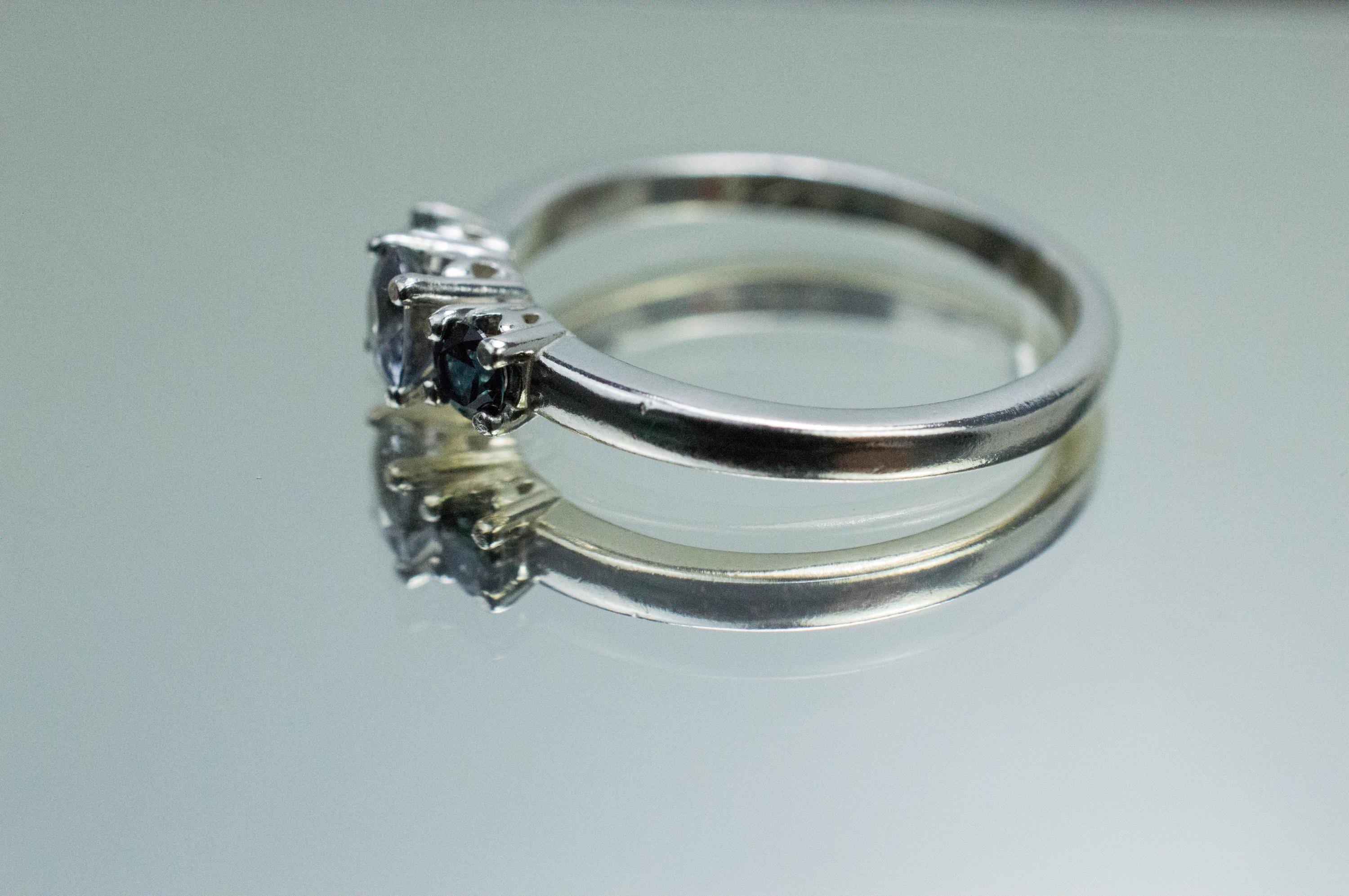 Gray and Blue Spinel Ring, Natural Untreated Mozambique Spinel - Mark Oliver Gems