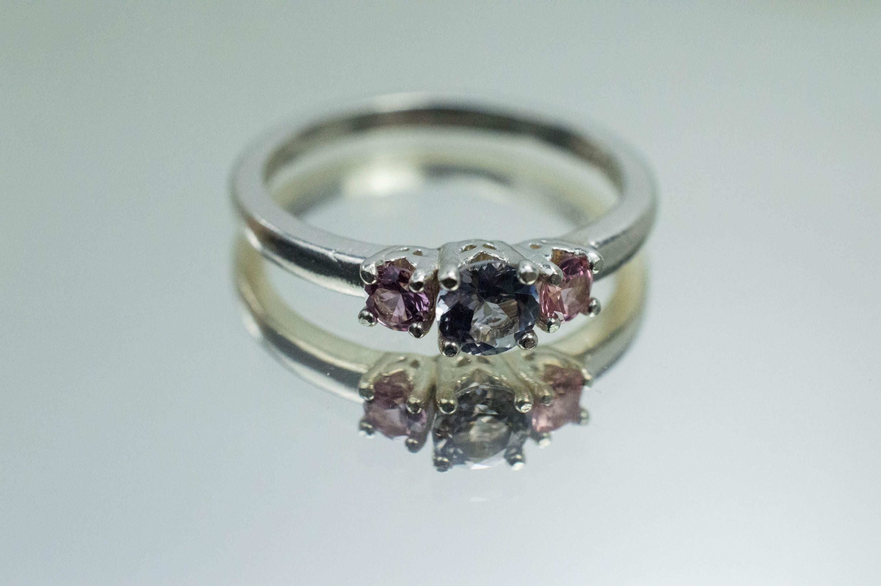 Gray and Pink Spinel Ring, Natural Untreated Mozambique and Vietnam Spinel - Mark Oliver Gems