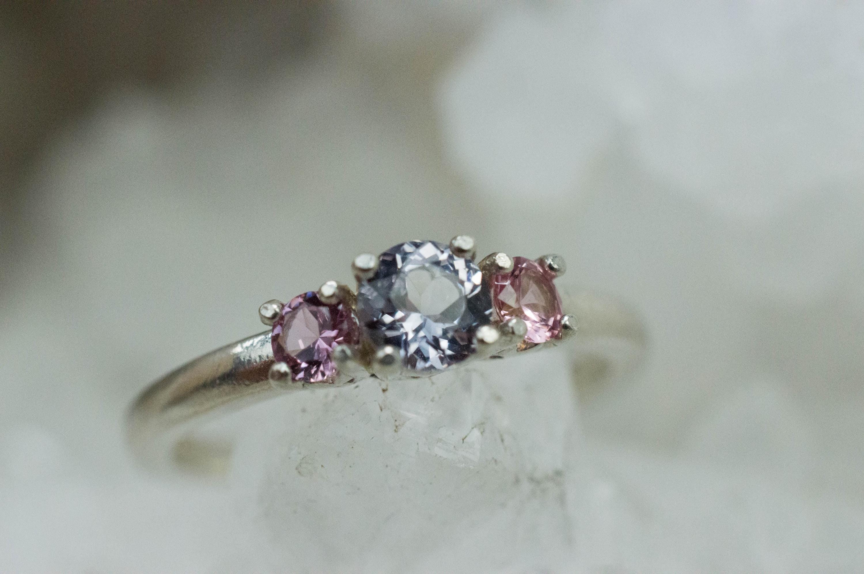 Gray and Pink Spinel Ring, Natural Untreated Mozambique and Vietnam Spinel - Mark Oliver Gems