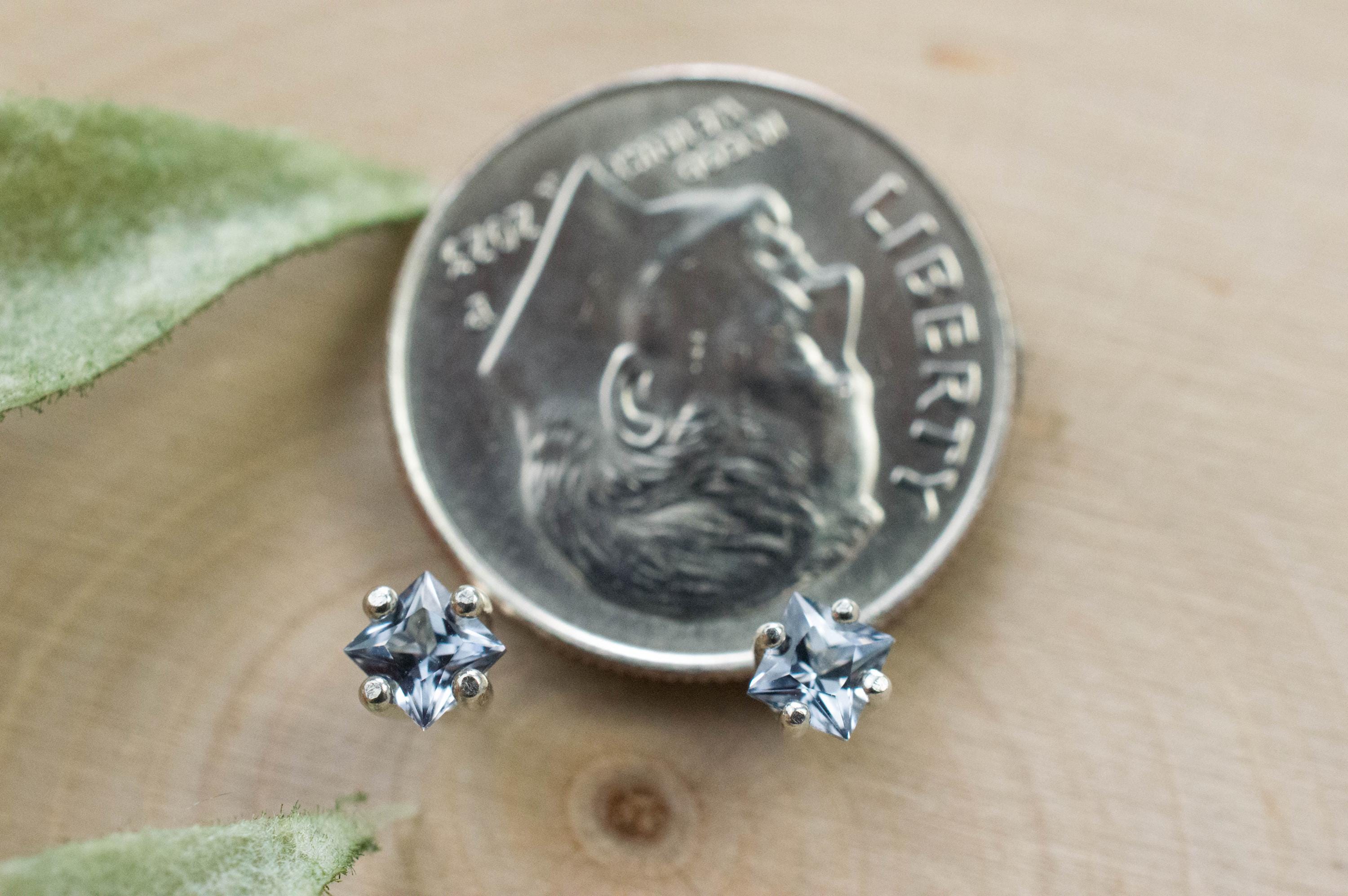 Gray Spinel Earrings; Natural Untreated Mozambique Spinel; 0.350cts - Mark Oliver Gems