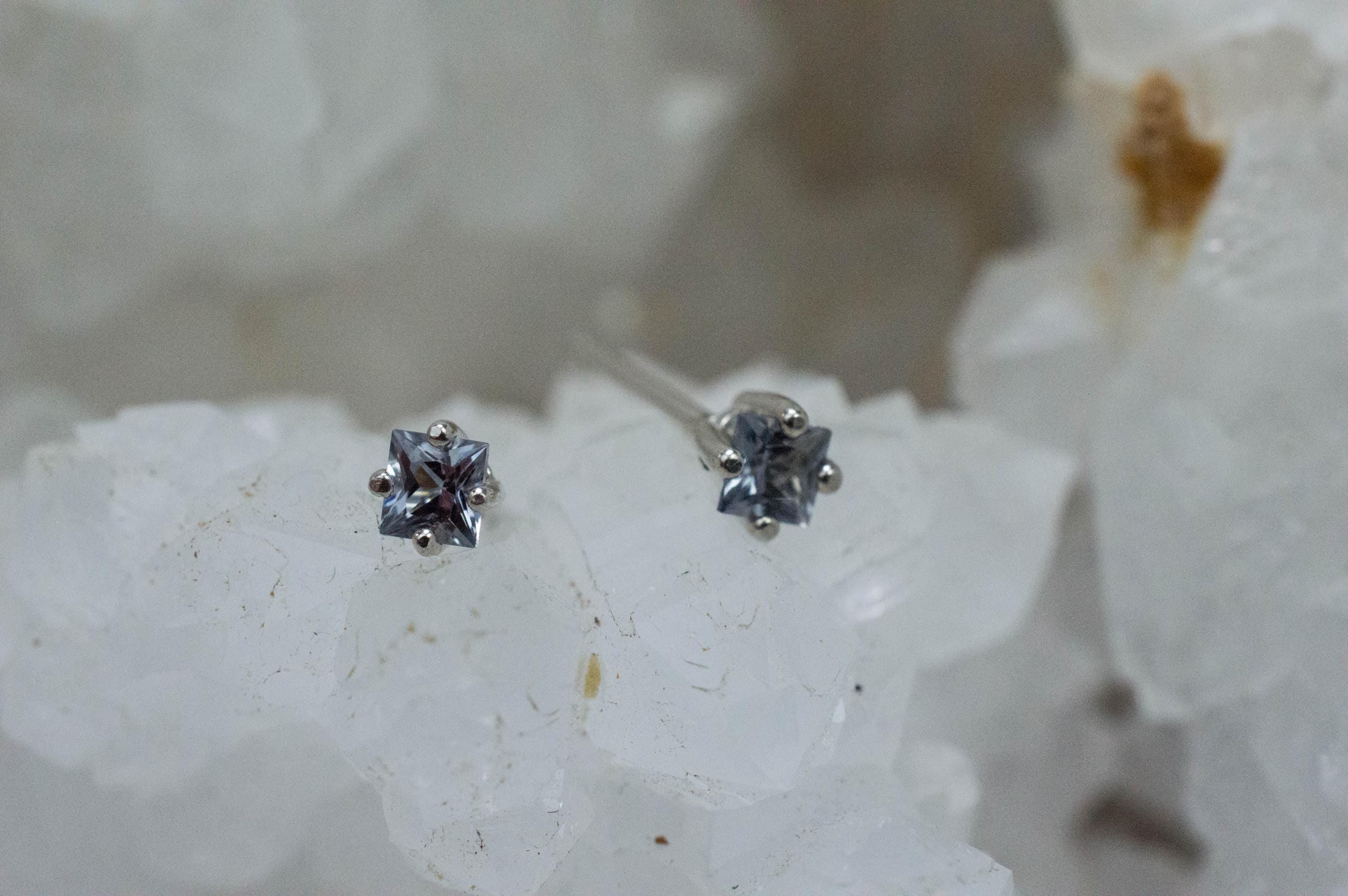 Gray Spinel Earrings; Natural Untreated Mozambique Spinel; 0.350cts - Mark Oliver Gems
