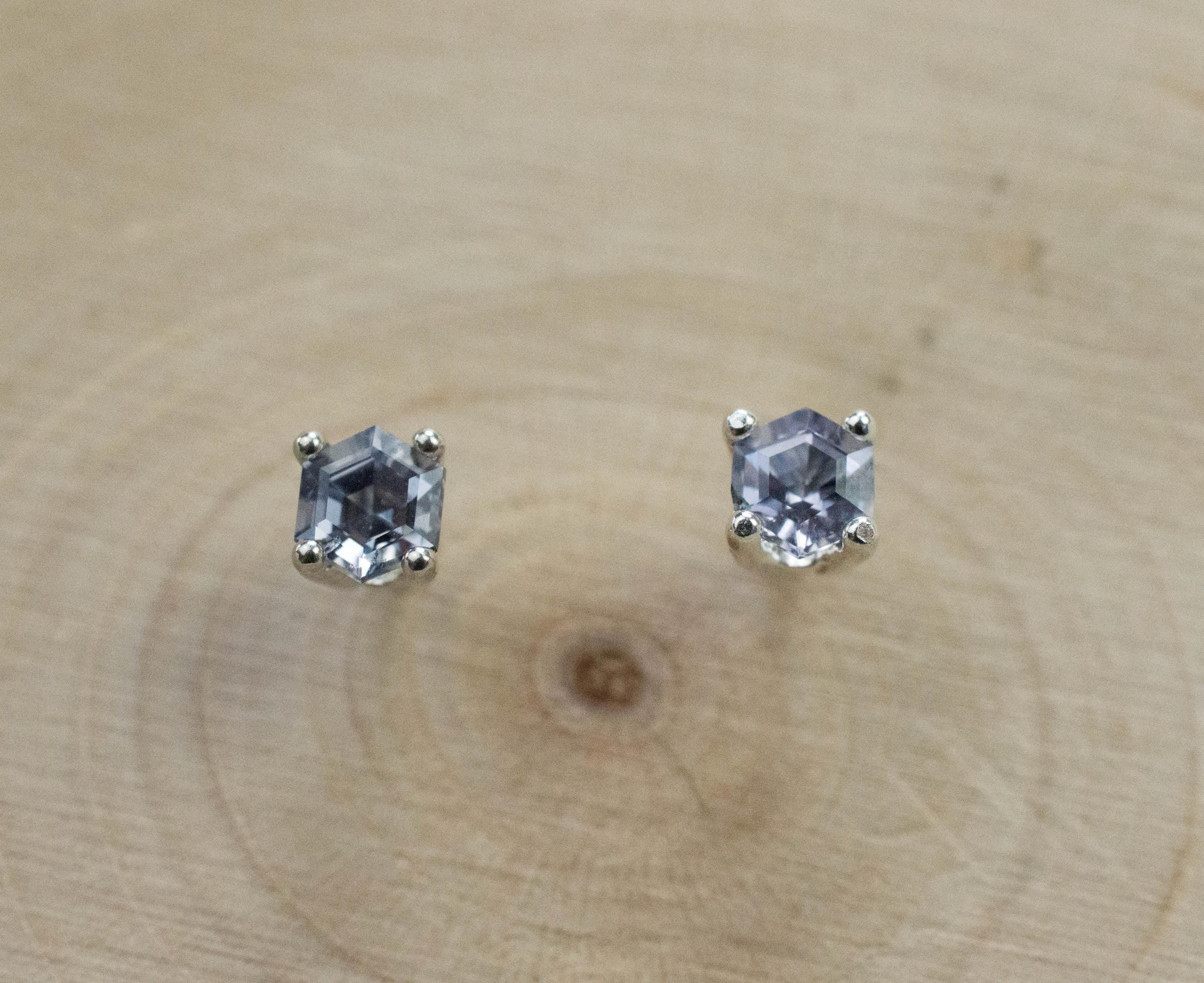 Gray Spinel Earrings; Natural Untreated Mozambique Spinel; 0.455cts - Mark Oliver Gems