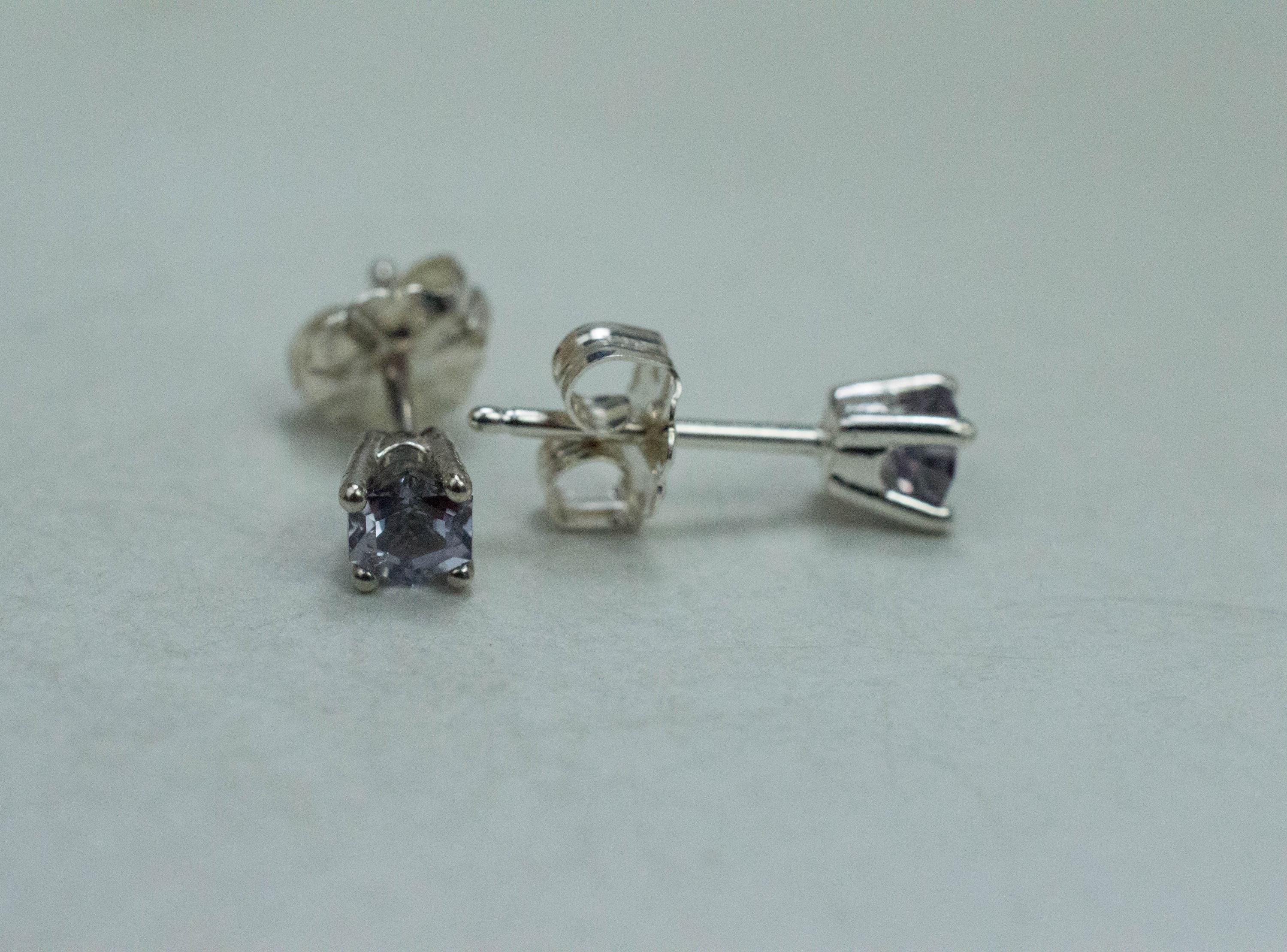 Gray Spinel Earrings; Natural Untreated Mozambique Spinel; 0.455cts - Mark Oliver Gems
