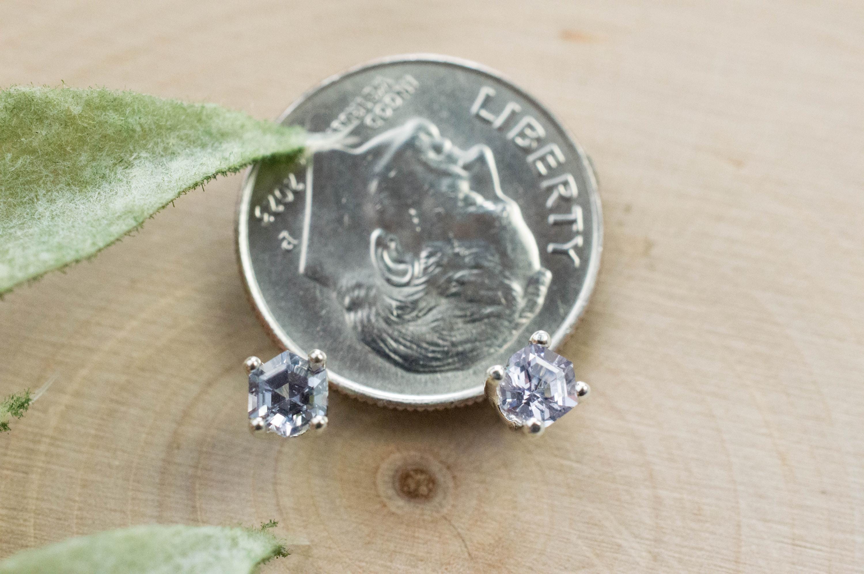 Gray Spinel Earrings; Natural Untreated Mozambique Spinel; 0.455cts - Mark Oliver Gems