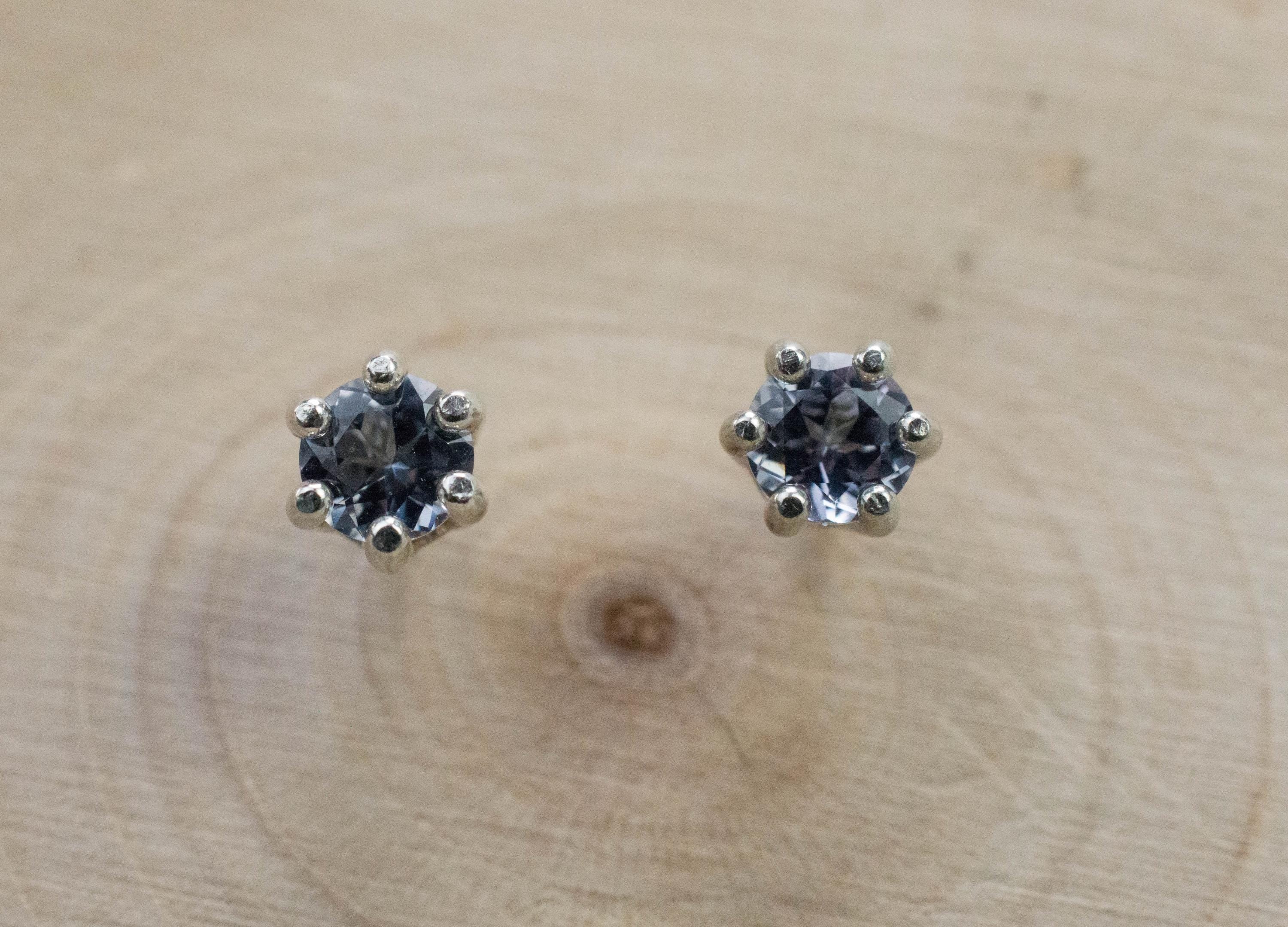 Gray Spinel Earrings; Natural Untreated Mozambique Spinel; 0.540cts - Mark Oliver Gems