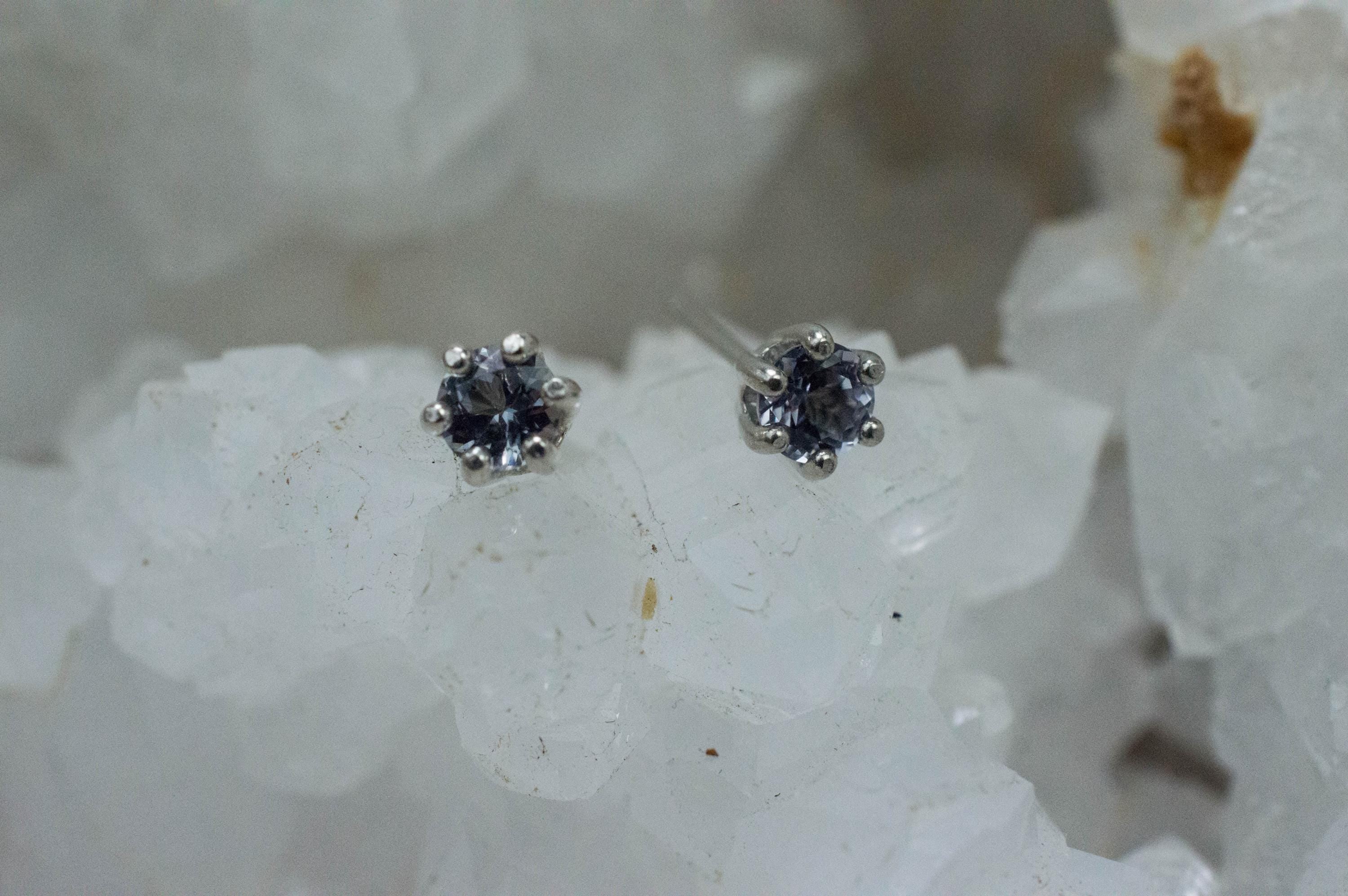 Gray Spinel Earrings; Natural Untreated Mozambique Spinel; 0.540cts - Mark Oliver Gems