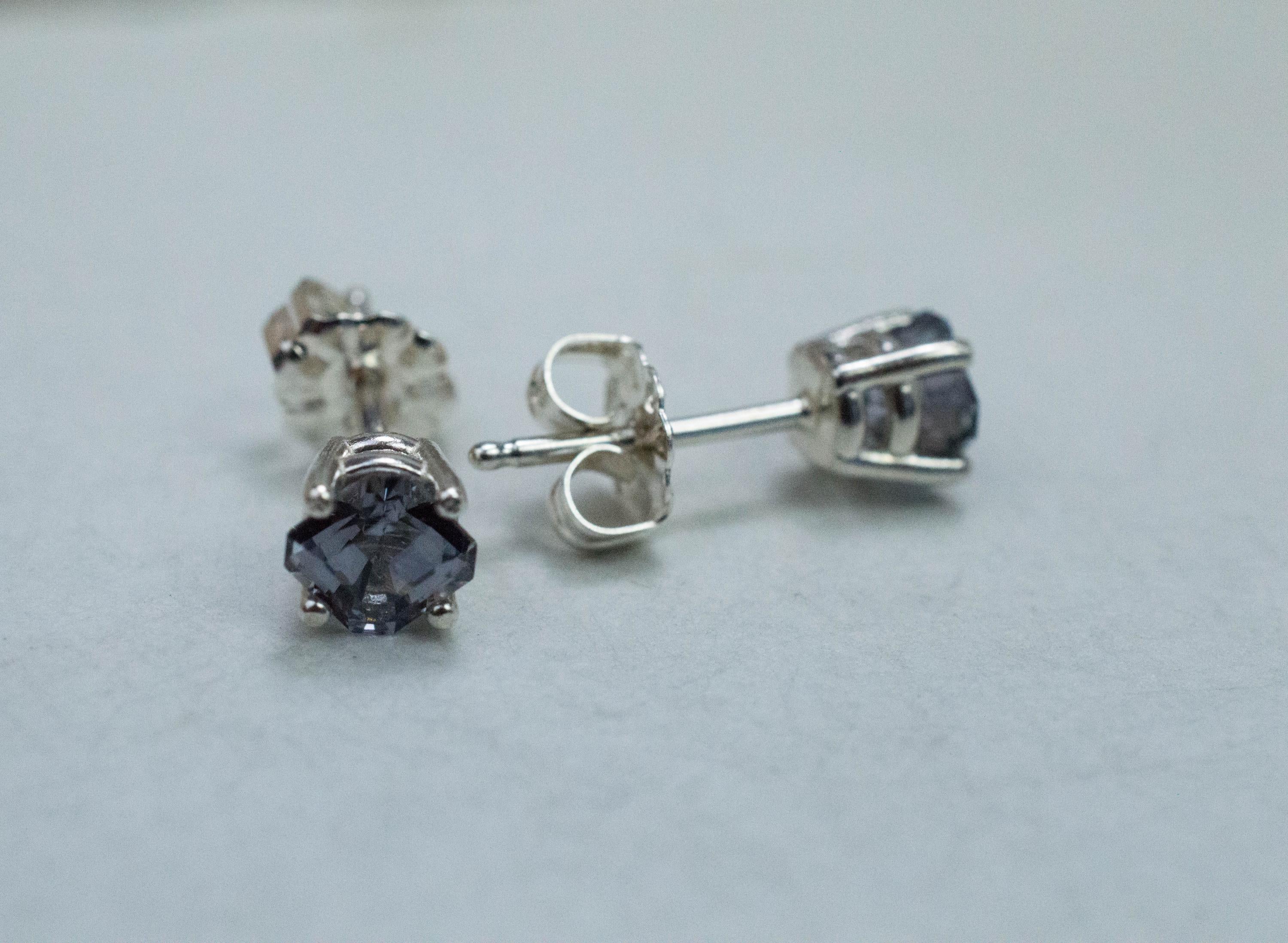 Gray Spinel Earrings; Natural Untreated Mozambique Spinel; 1.160cts - Mark Oliver Gems