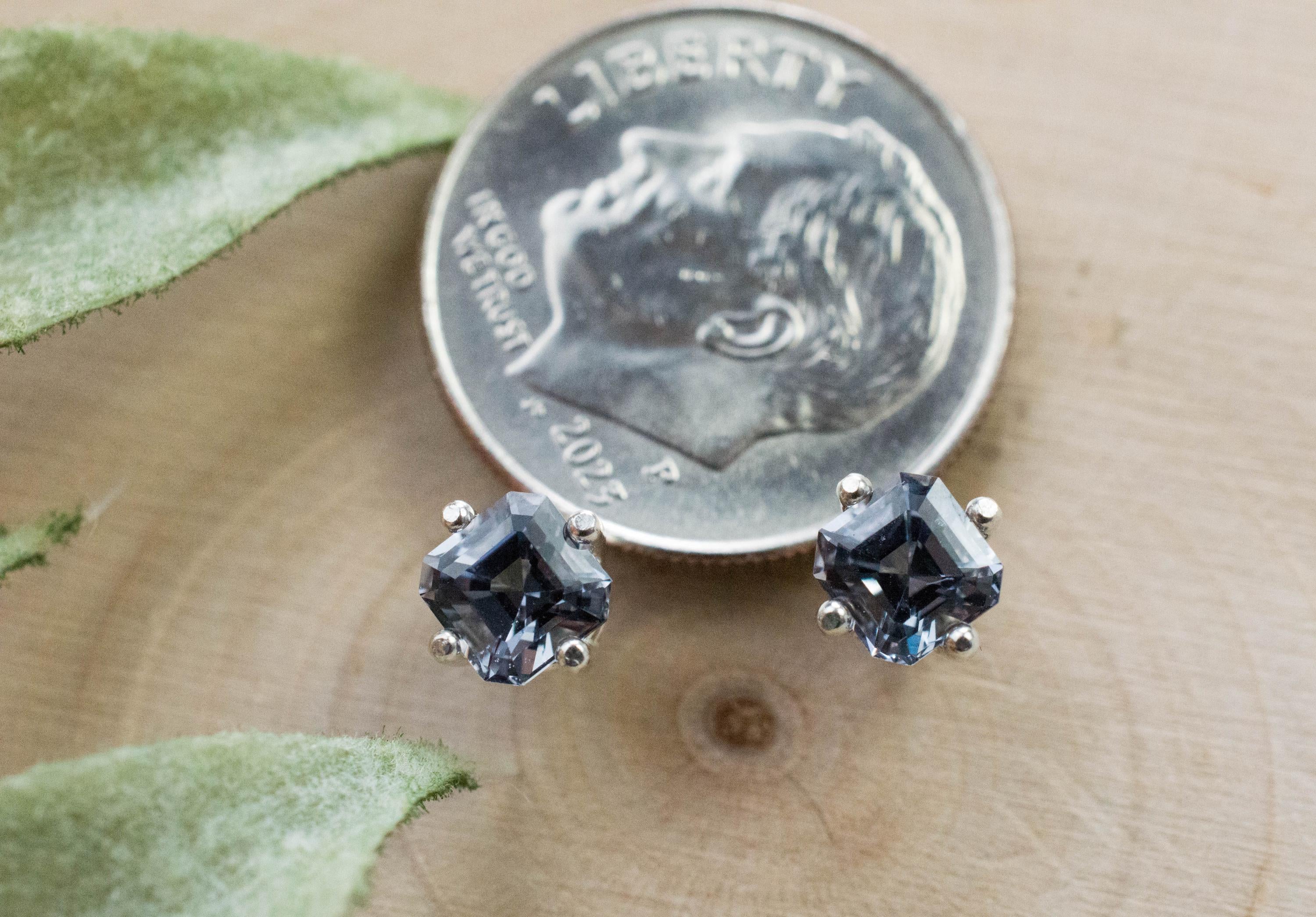 Gray Spinel Earrings; Natural Untreated Mozambique Spinel; 1.160cts - Mark Oliver Gems