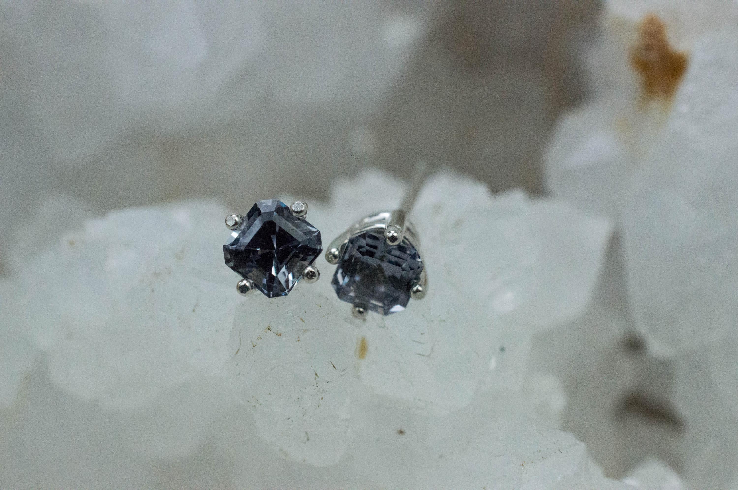 Gray Spinel Earrings; Natural Untreated Mozambique Spinel; 1.160cts - Mark Oliver Gems