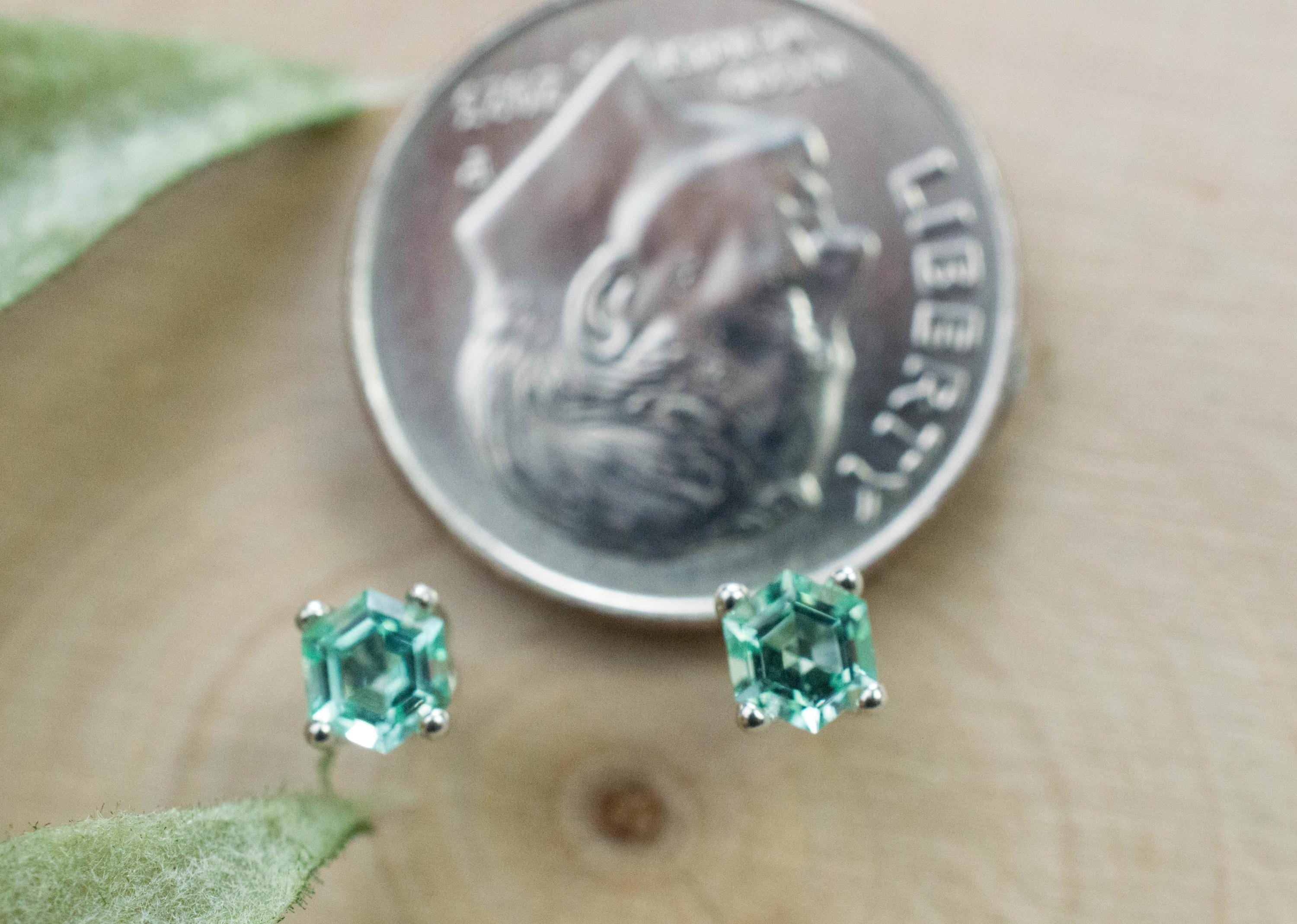 Green Beryl Earrings, Natural Untreated Nigeria Beryl; 0.540cts - Mark Oliver Gems
