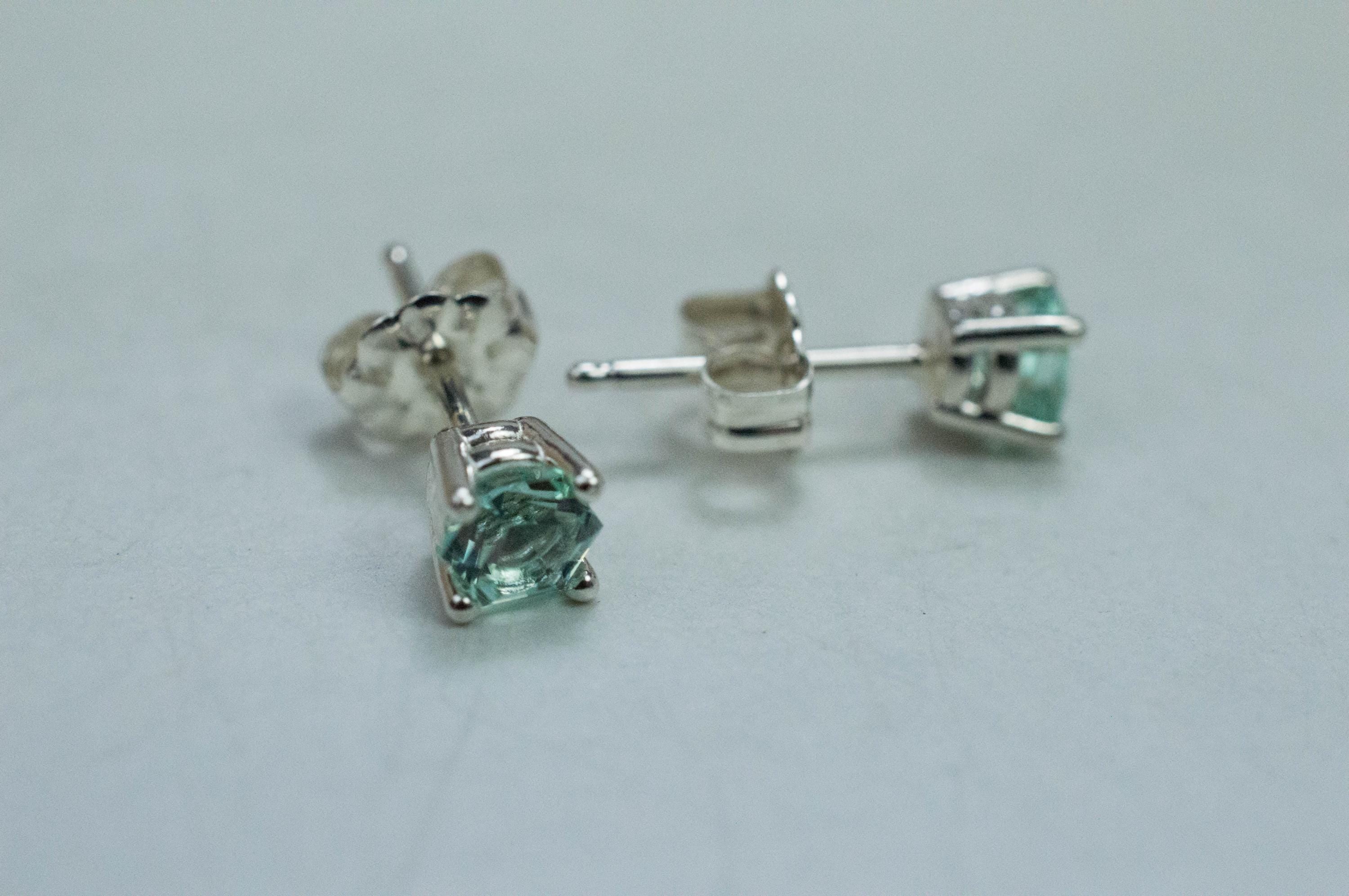 Green Beryl Earrings, Natural Untreated Nigeria Beryl; 0.540cts - Mark Oliver Gems