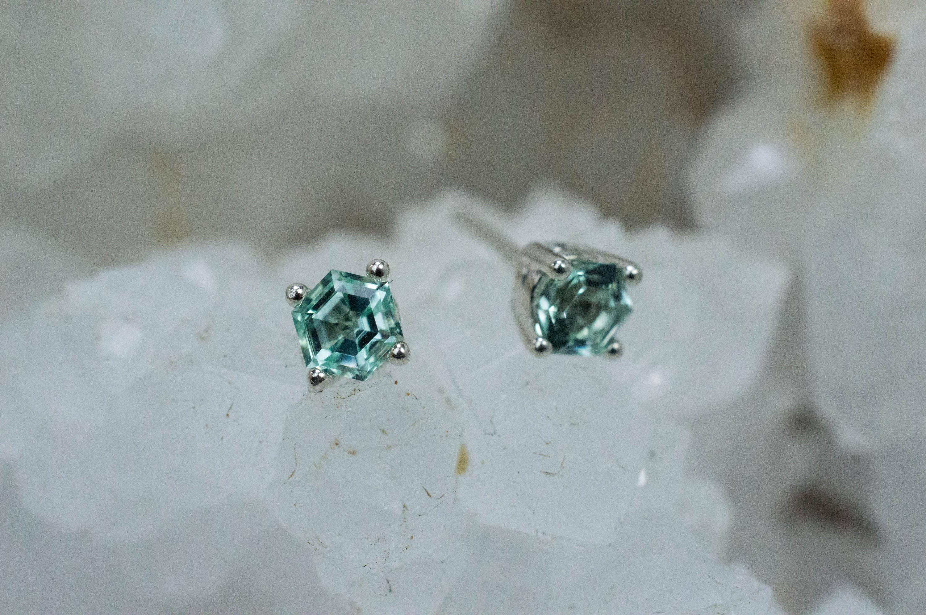 Green Beryl Earrings, Natural Untreated Nigeria Beryl; 0.540cts - Mark Oliver Gems