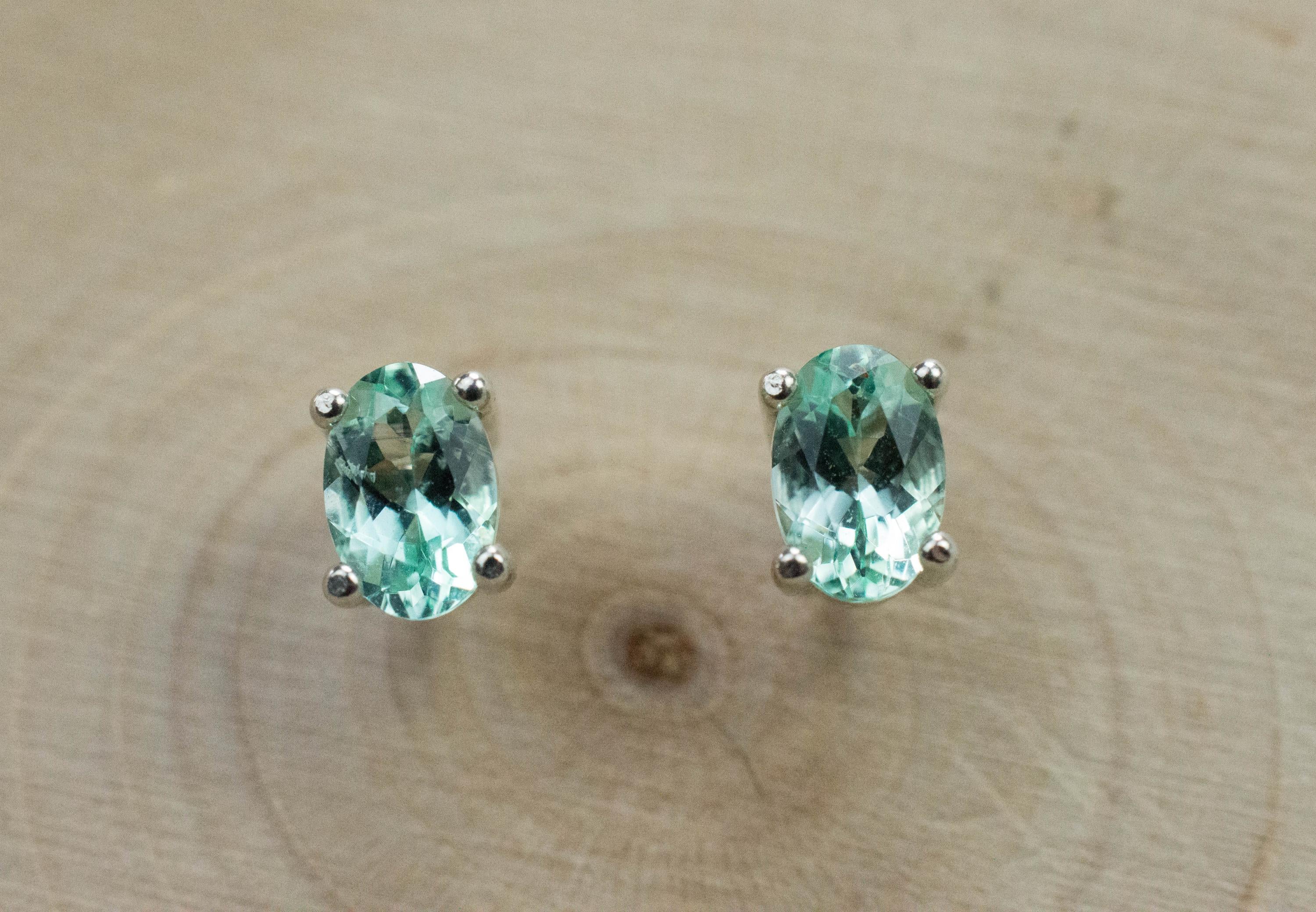 Green Beryl Earrings, Natural Untreated Nigeria Beryl; 0.835cts - Mark Oliver Gems