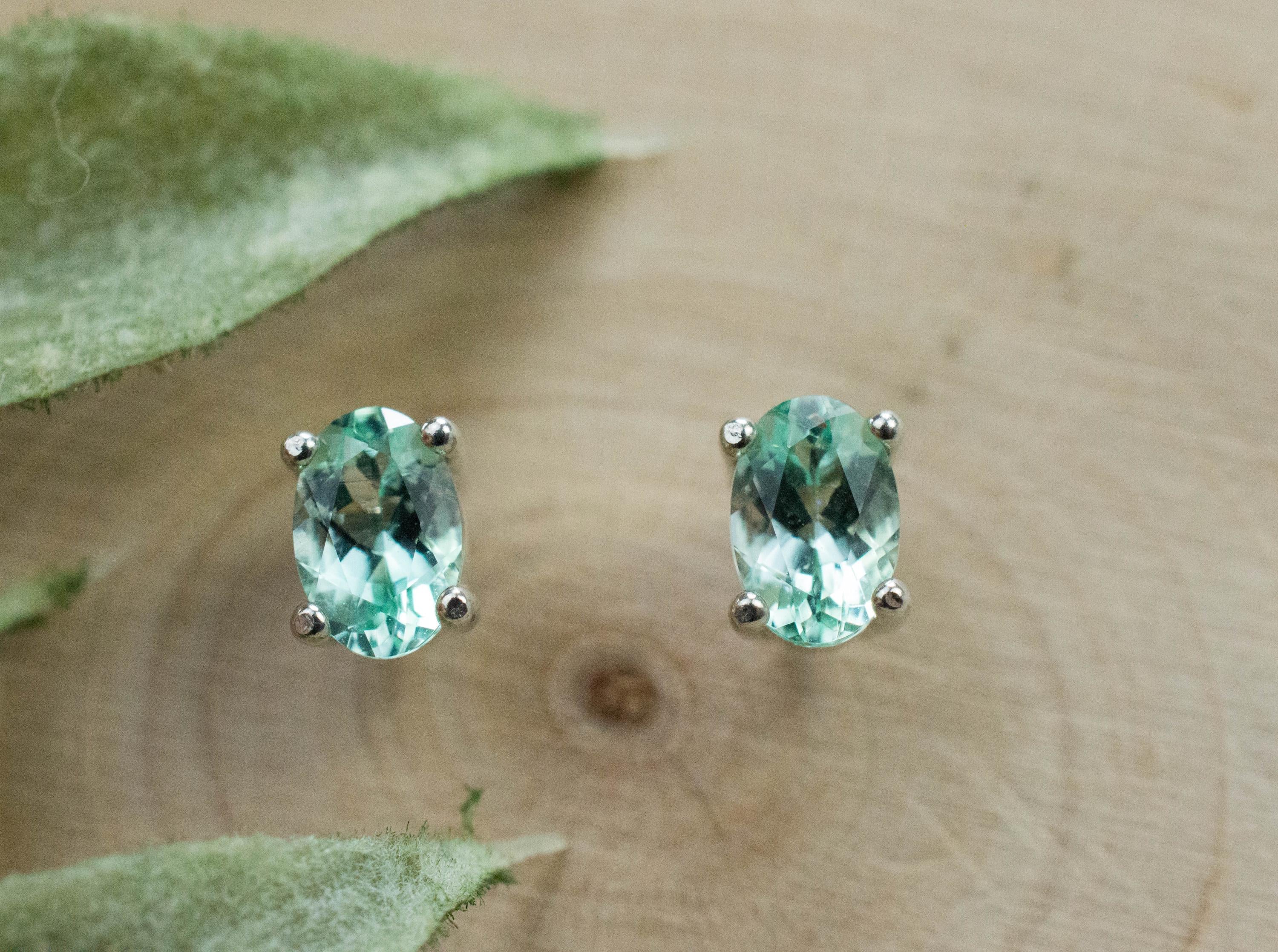 Green Beryl Earrings, Natural Untreated Nigeria Beryl; 0.835cts - Mark Oliver Gems