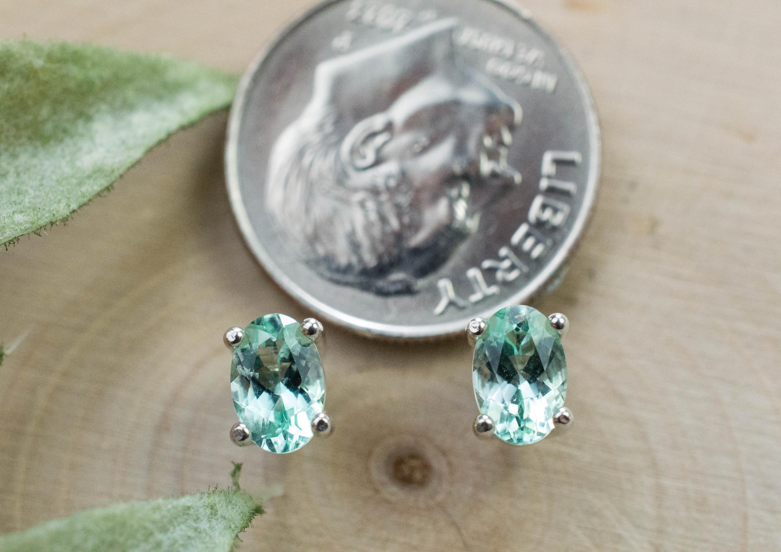 Green Beryl Earrings, Natural Untreated Nigeria Beryl; 0.835cts - Mark Oliver Gems