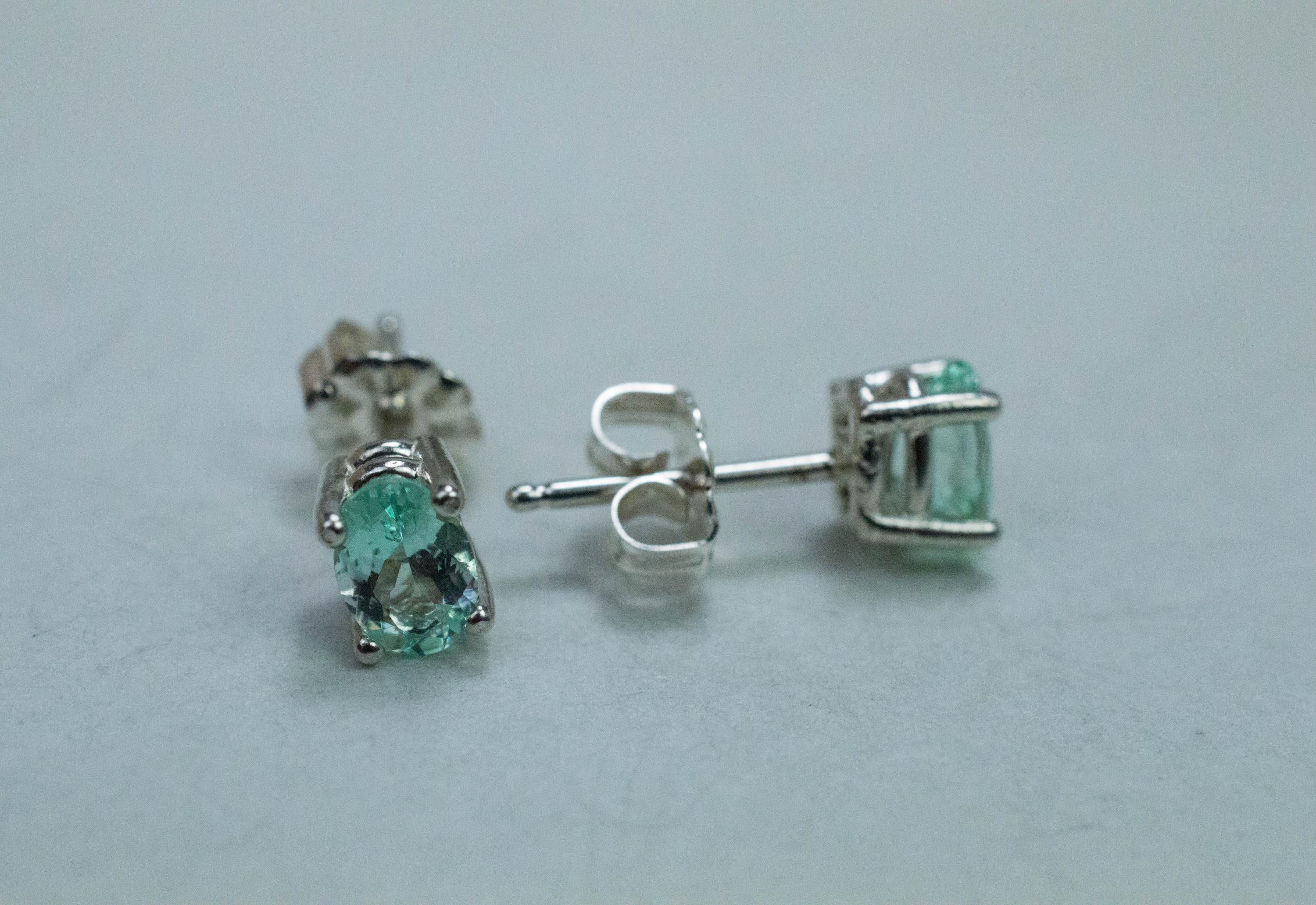 Green Beryl Earrings, Natural Untreated Nigeria Beryl; 0.835cts - Mark Oliver Gems