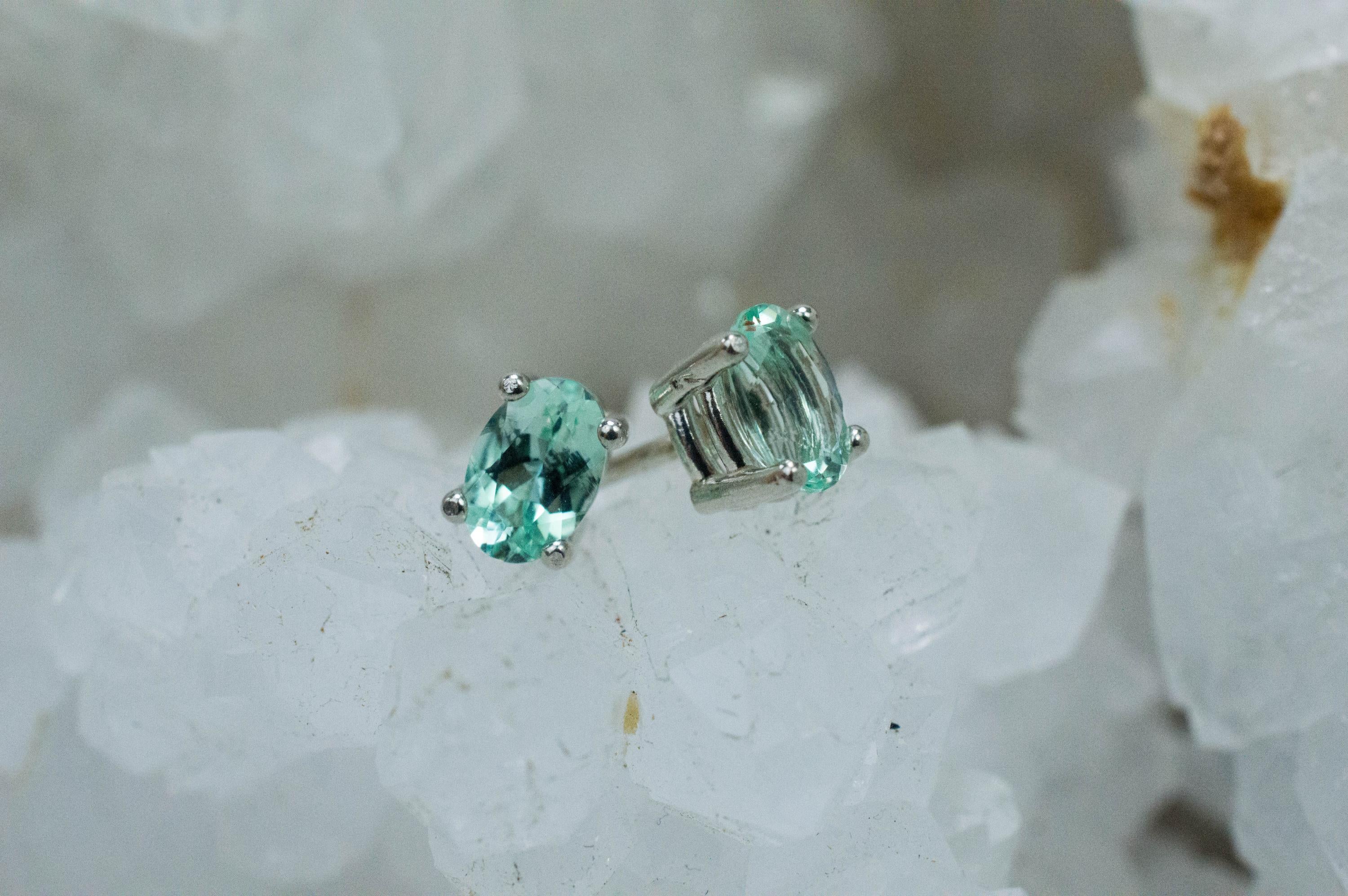 Green Beryl Earrings, Natural Untreated Nigeria Beryl; 0.835cts - Mark Oliver Gems