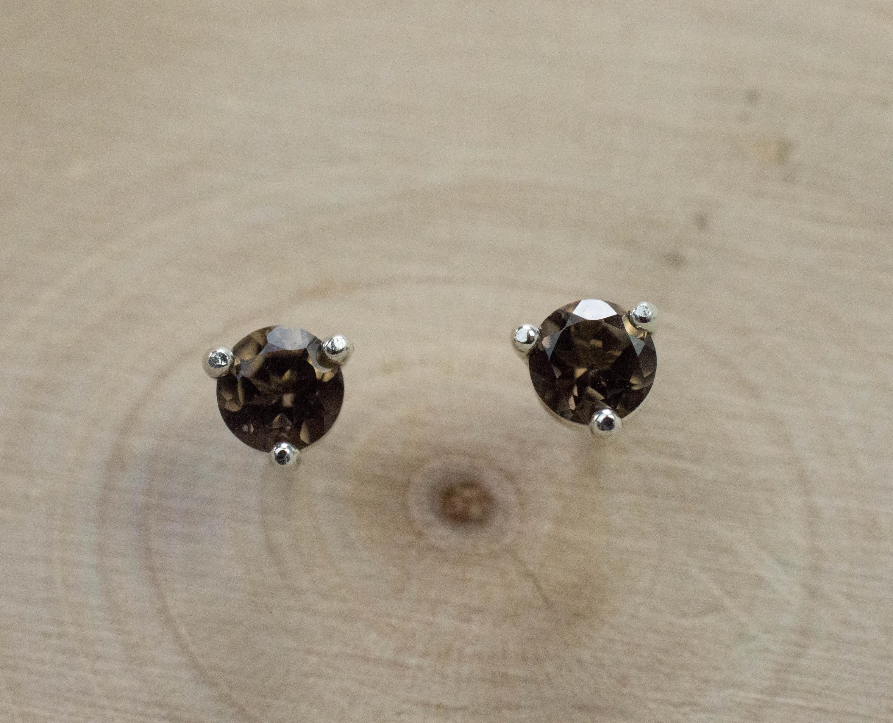 Smoky Quartz Earrings; Natural Untreated USA Quartz; 0.455cts - Mark Oliver Gems