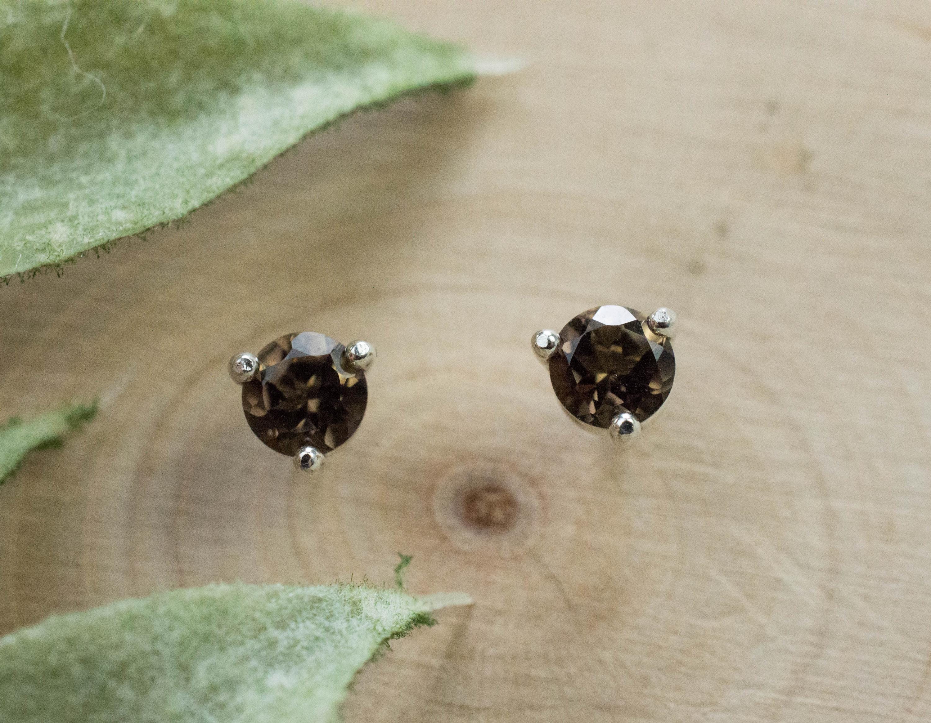 Smoky Quartz Earrings; Natural Untreated USA Quartz; 0.455cts - Mark Oliver Gems