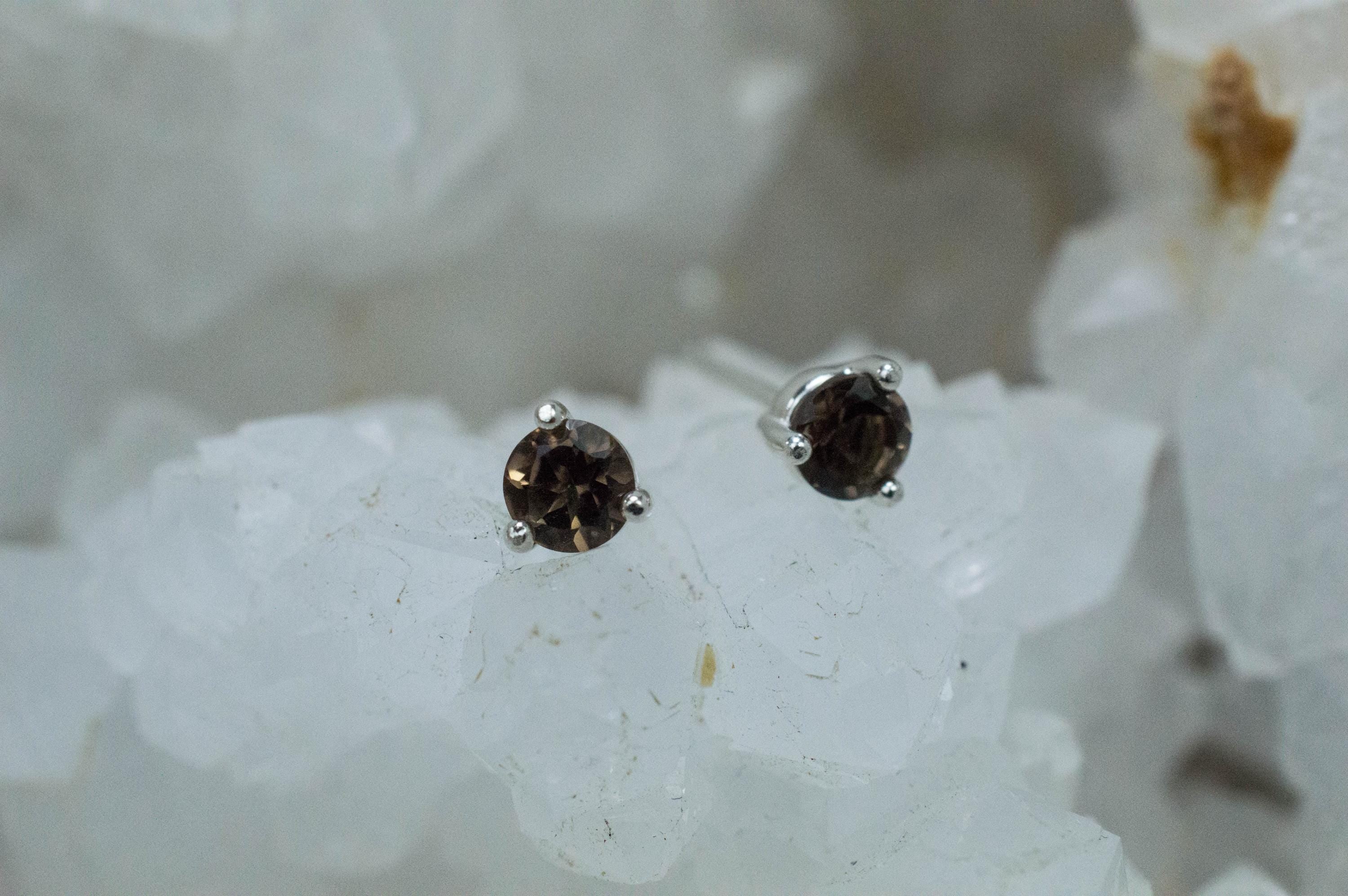 Smoky Quartz Earrings; Natural Untreated USA Quartz; 0.455cts - Mark Oliver Gems