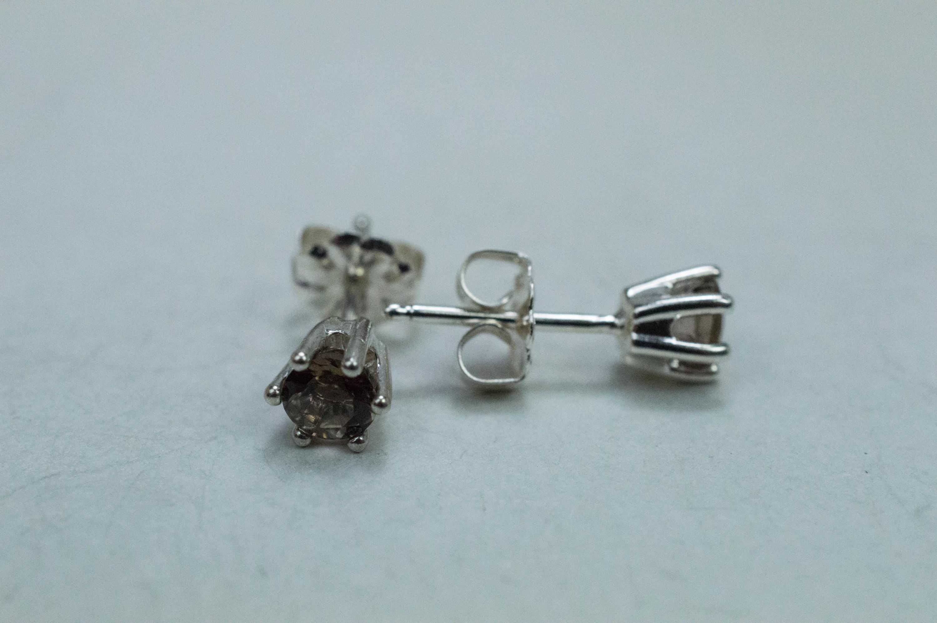 Smoky Quartz Earrings; Natural Untreated USA Quartz; 0.515cts - Mark Oliver Gems