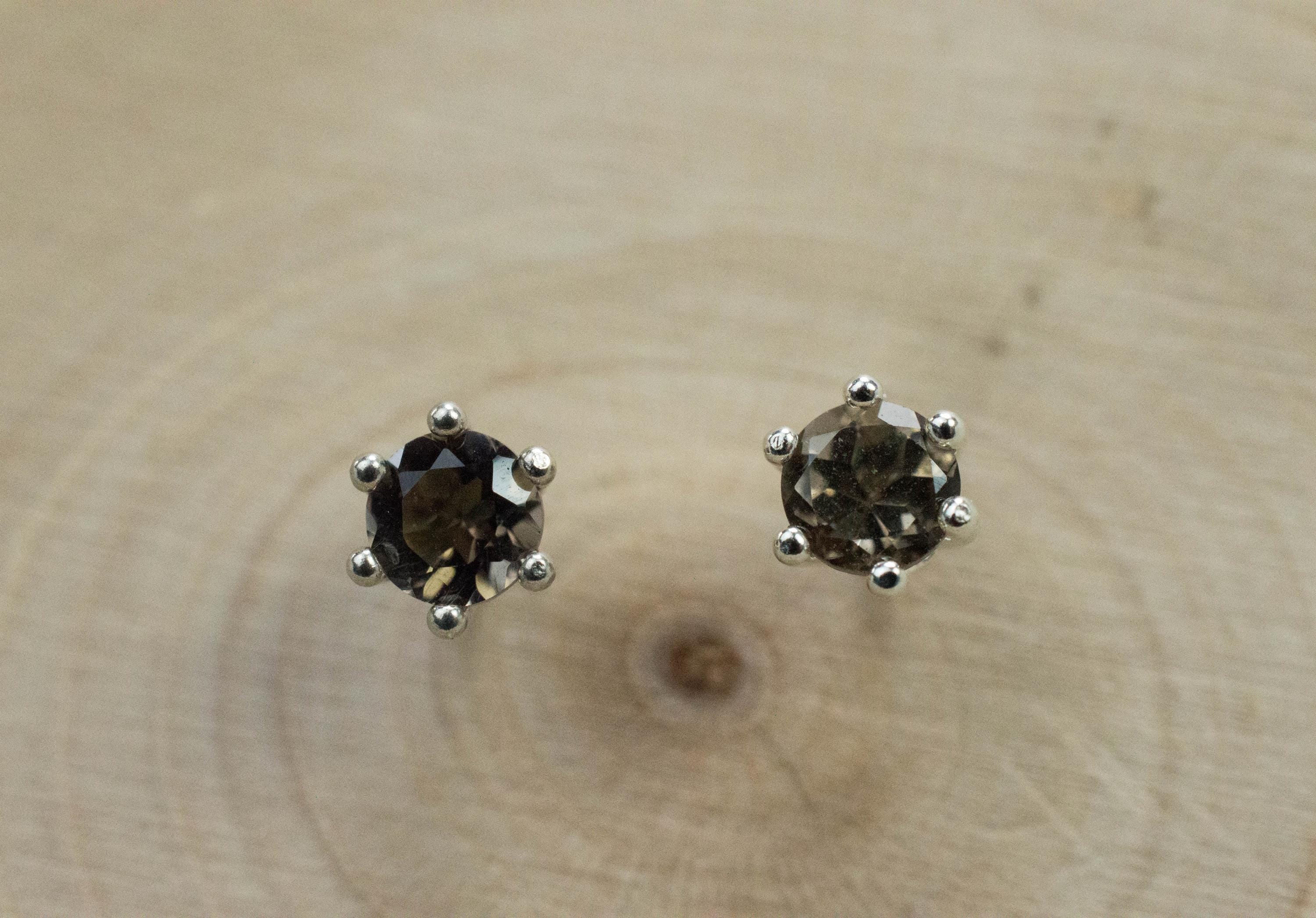 Smoky Quartz Earrings; Natural Untreated USA Quartz; 0.515cts - Mark Oliver Gems