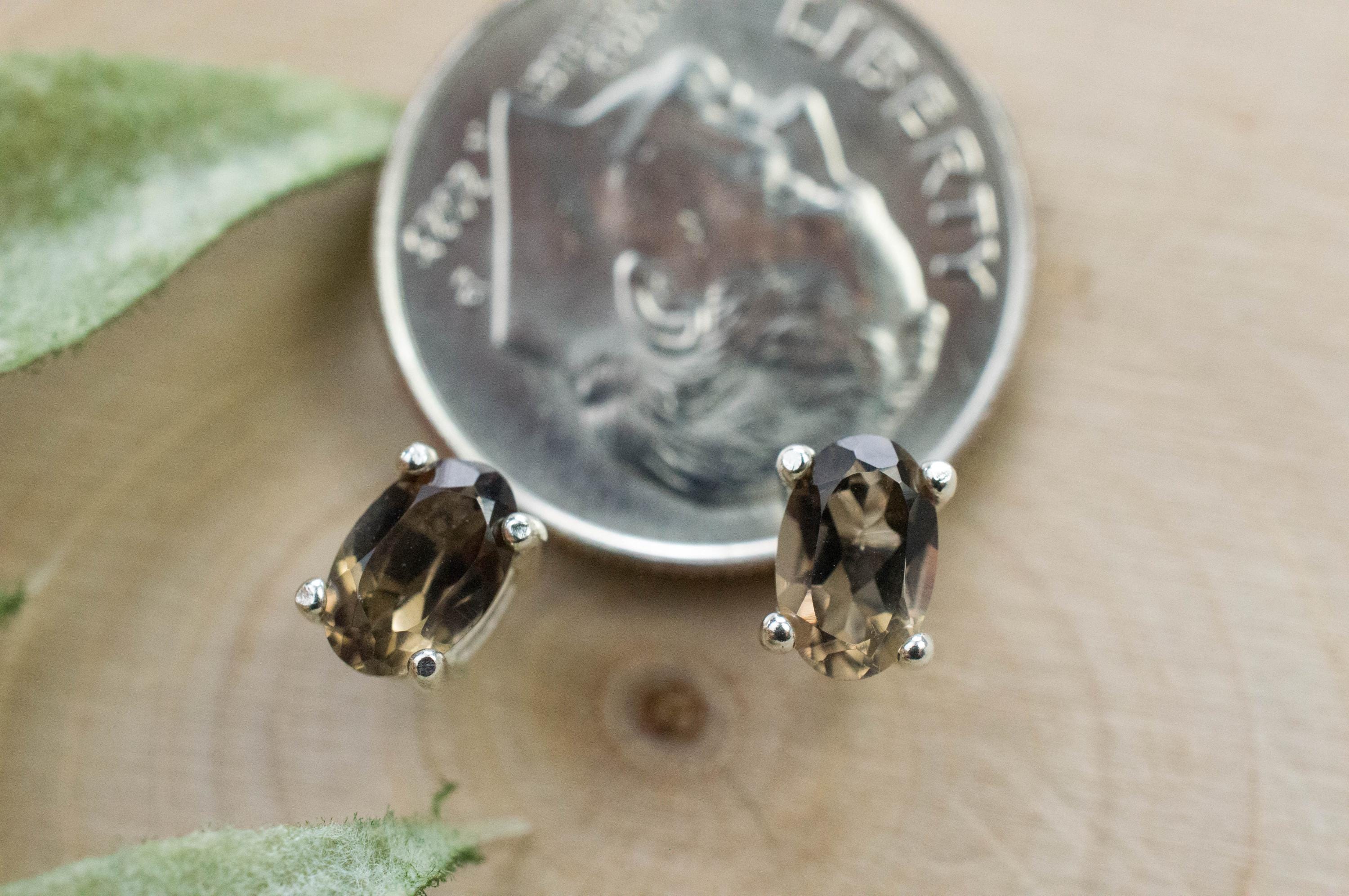 Smoky Quartz Earrings; Natural Untreated USA Quartz; 0.795cts - Mark Oliver Gems