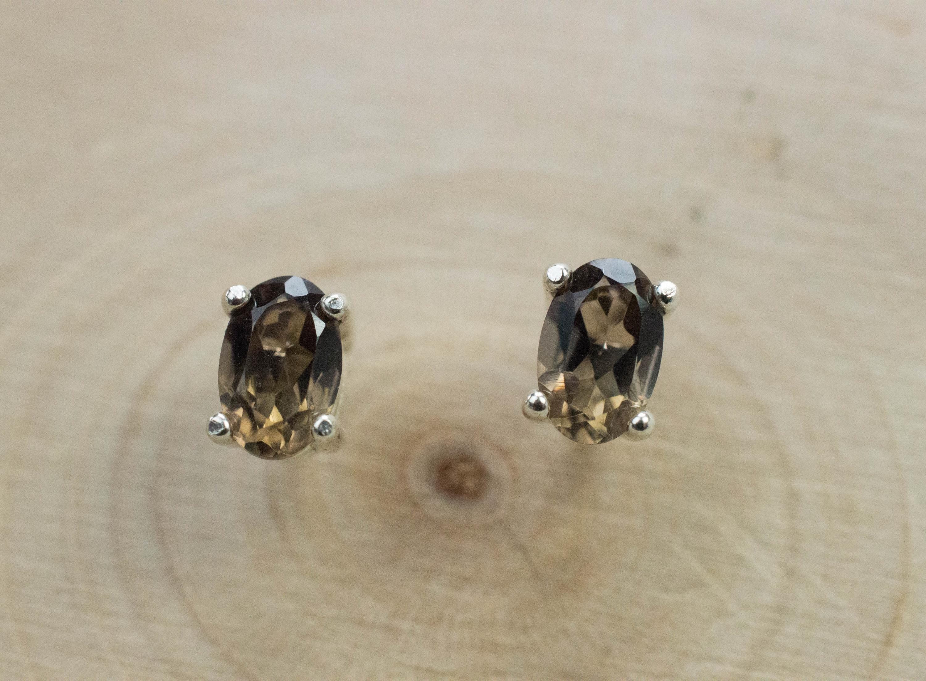 Smoky Quartz Earrings; Natural Untreated USA Quartz; 0.795cts - Mark Oliver Gems
