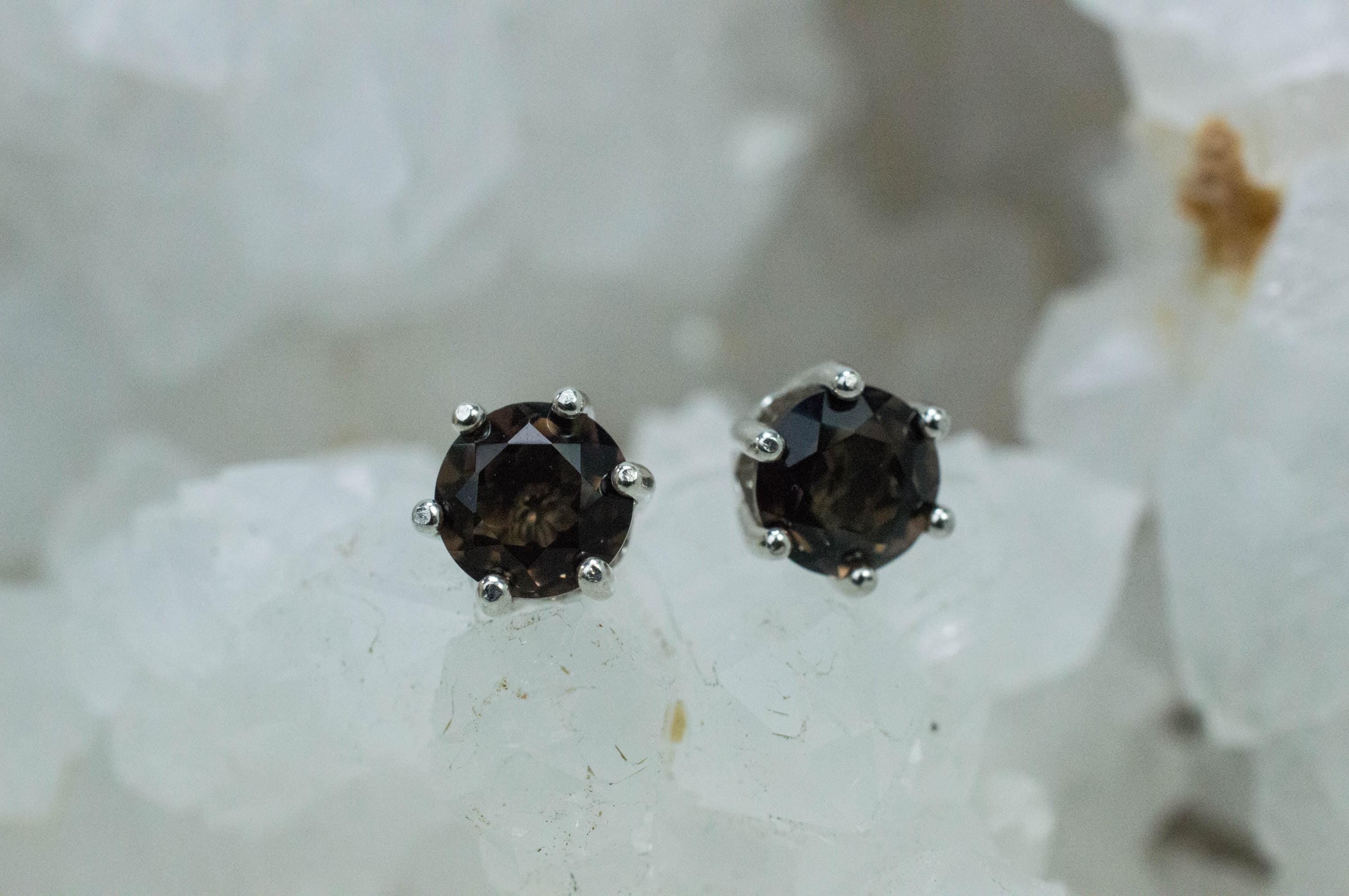 Smoky Quartz Earrings; Natural Untreated USA Quartz; 1.650cts - Mark Oliver Gems