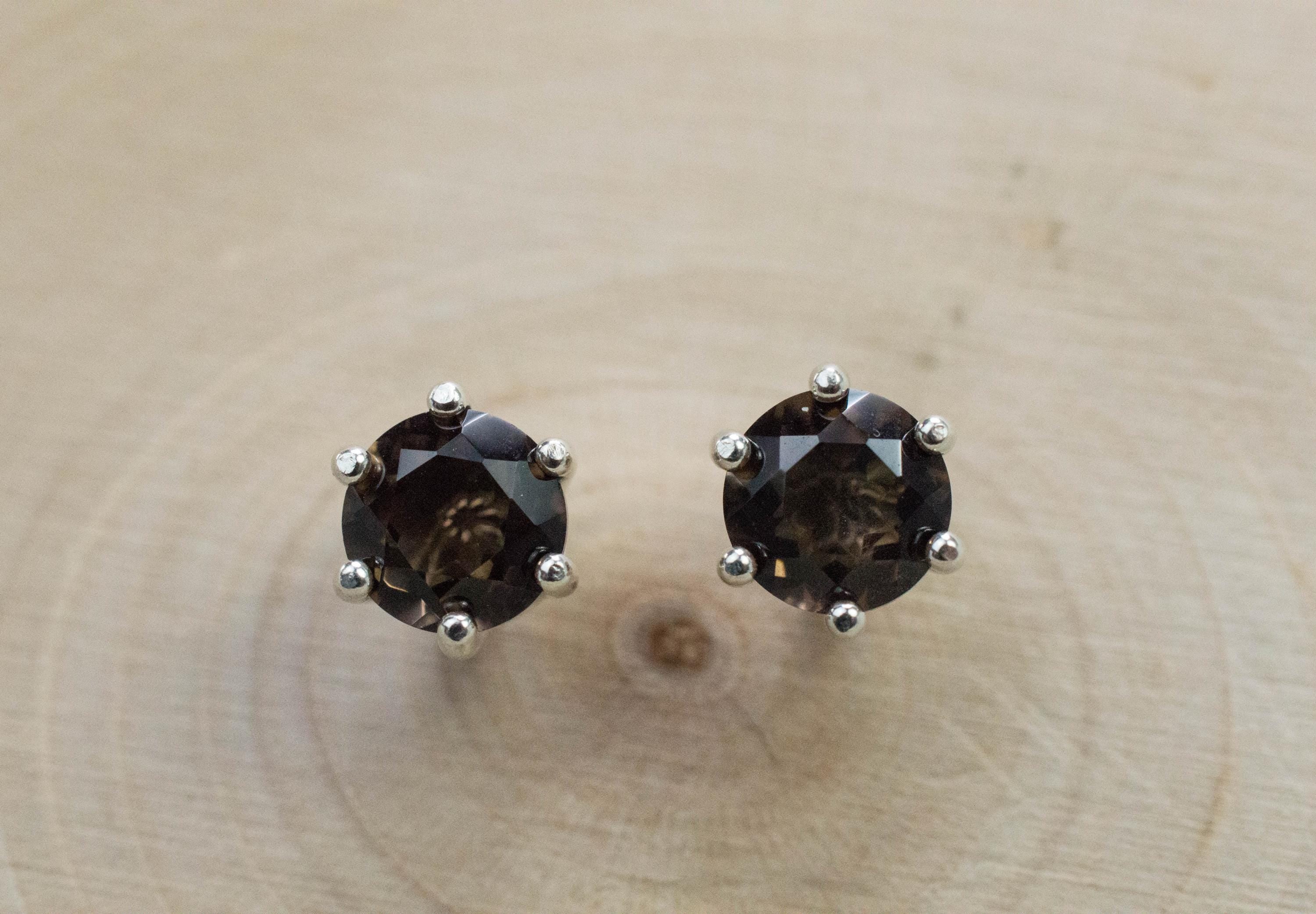 Smoky Quartz Earrings; Natural Untreated USA Quartz; 1.650cts - Mark Oliver Gems