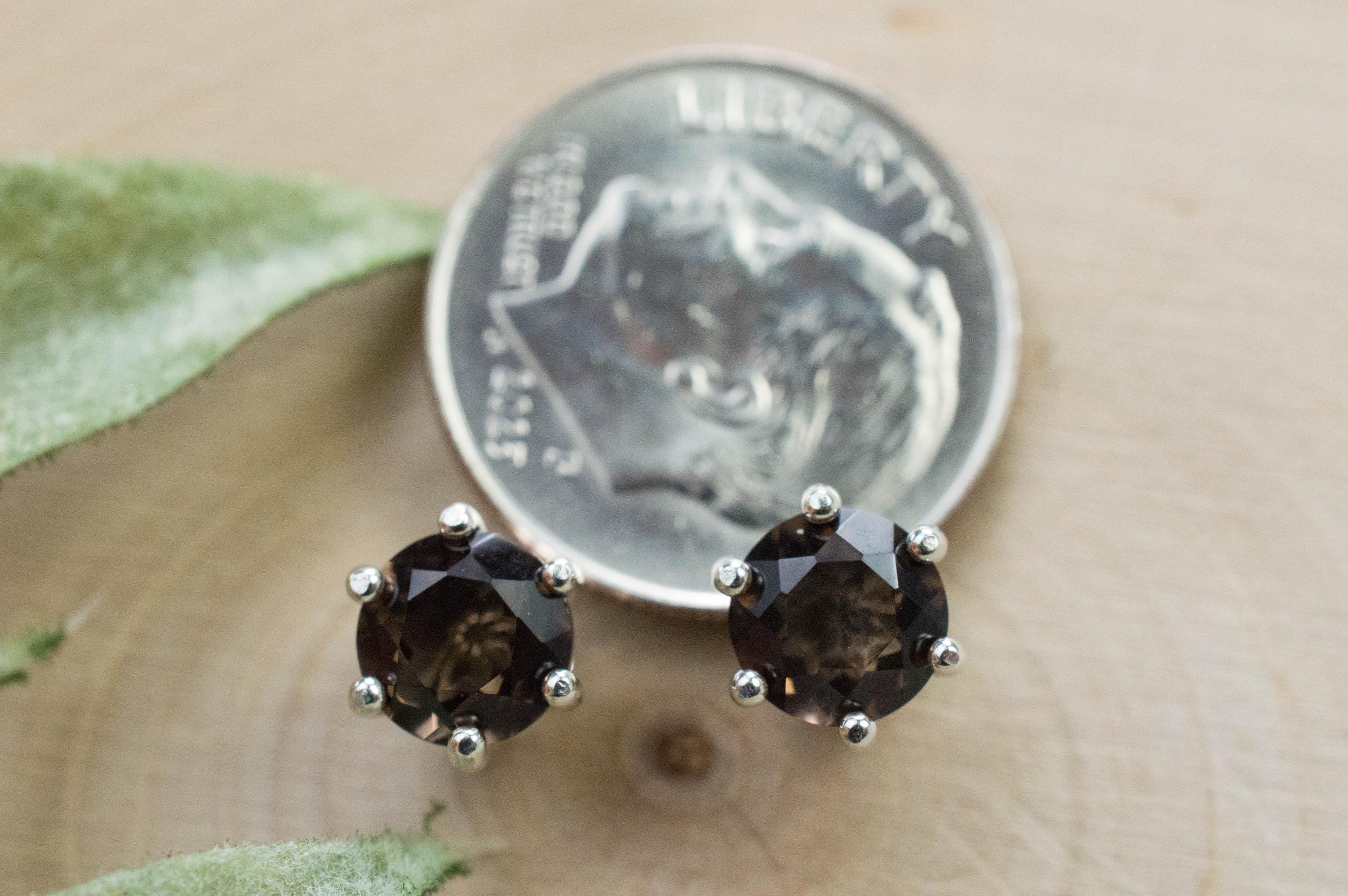 Smoky Quartz Earrings; Natural Untreated USA Quartz; 1.650cts - Mark Oliver Gems