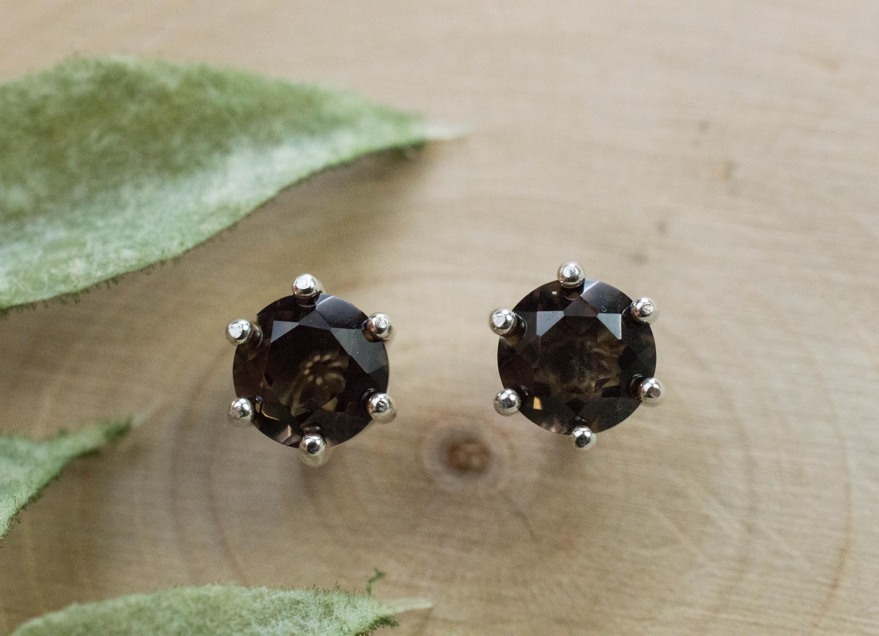 Smoky Quartz Earrings; Natural Untreated USA Quartz; 1.650cts - Mark Oliver Gems