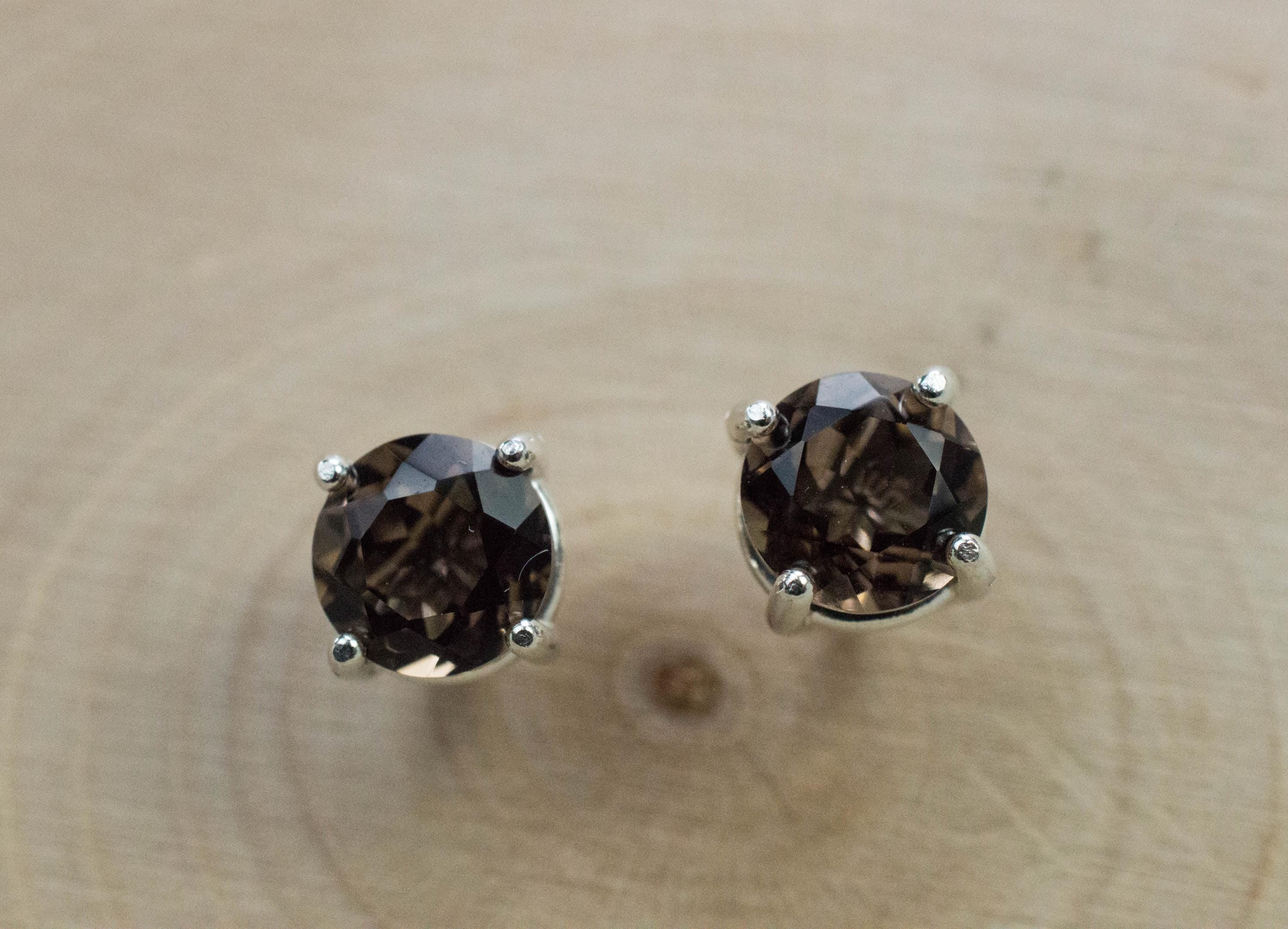 Smoky Quartz Earrings; Natural Untreated USA Quartz; 1.670cts - Mark Oliver Gems