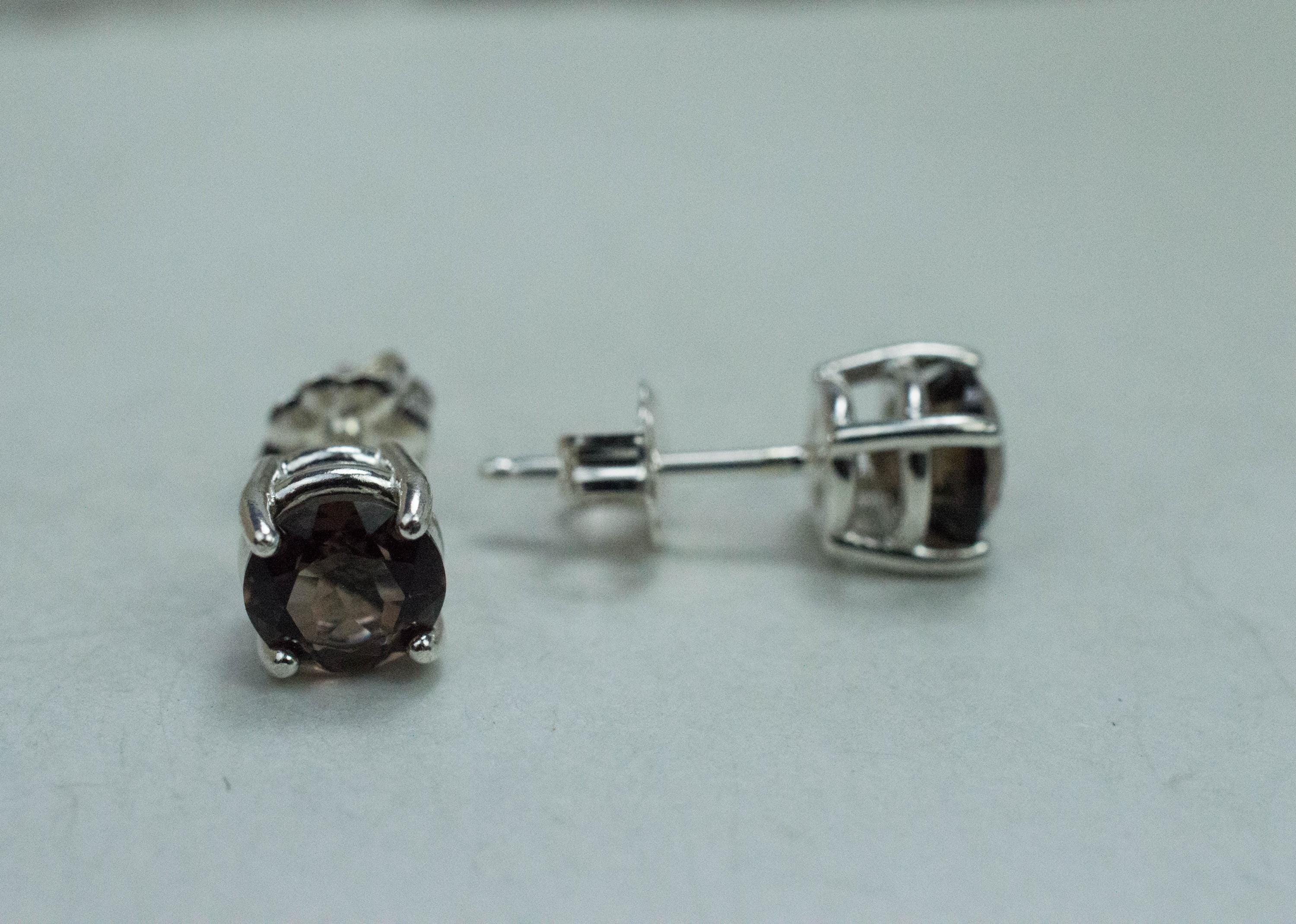 Smoky Quartz Earrings; Natural Untreated USA Quartz; 1.670cts - Mark Oliver Gems