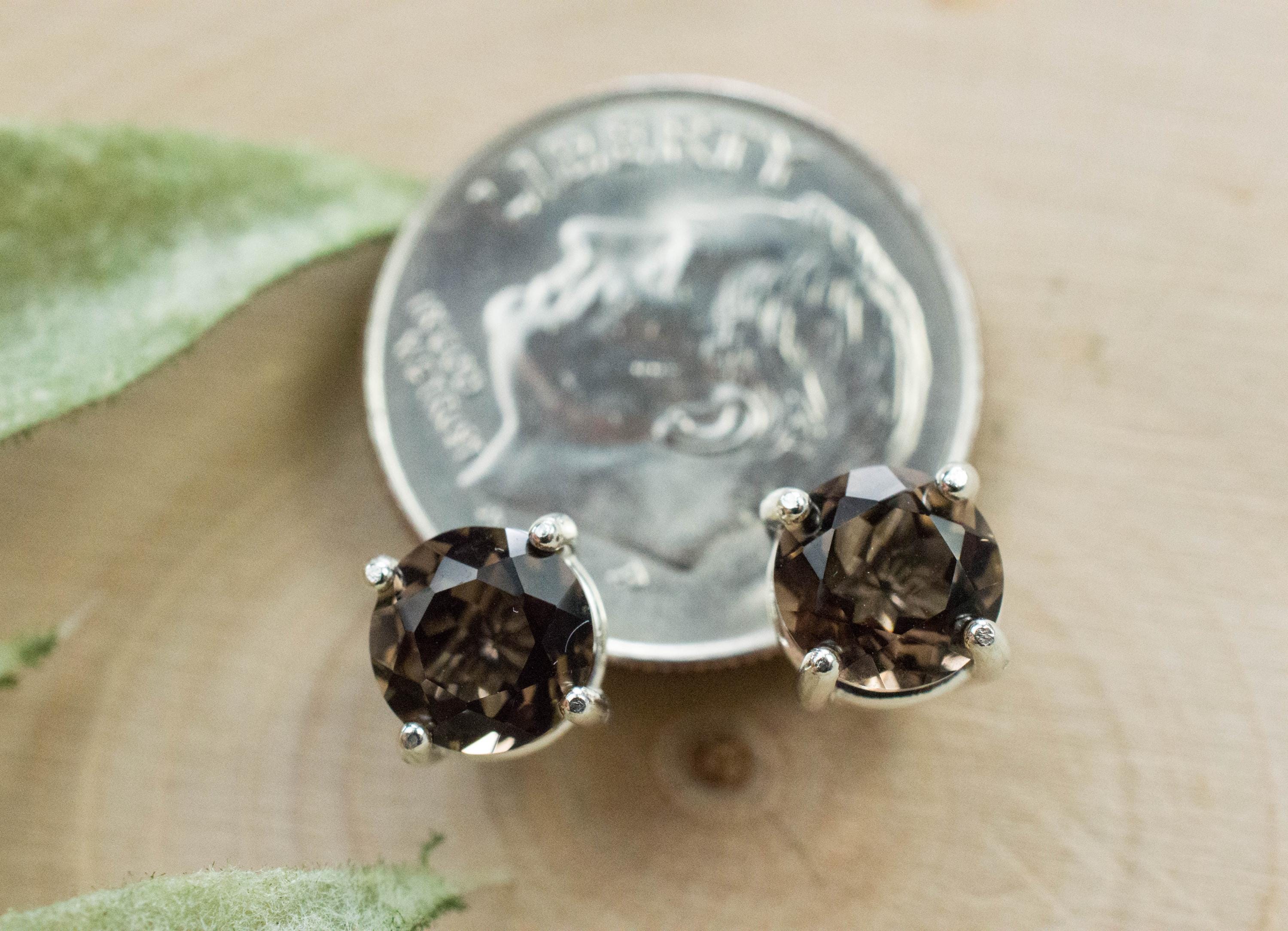 Smoky Quartz Earrings; Natural Untreated USA Quartz; 1.670cts - Mark Oliver Gems
