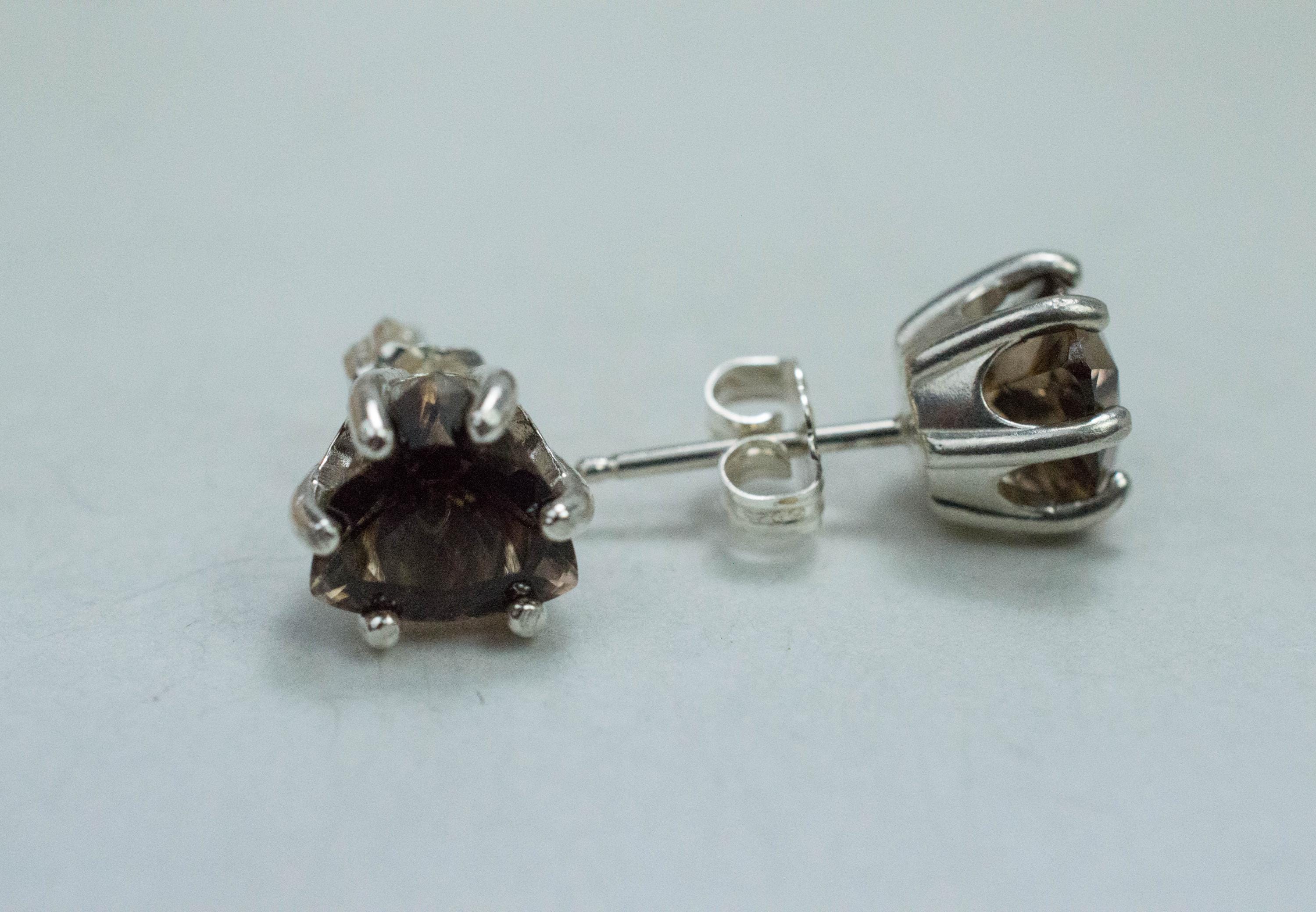 Smoky Quartz Earrings; Natural Untreated USA Quartz; 3.035cts - Mark Oliver Gems