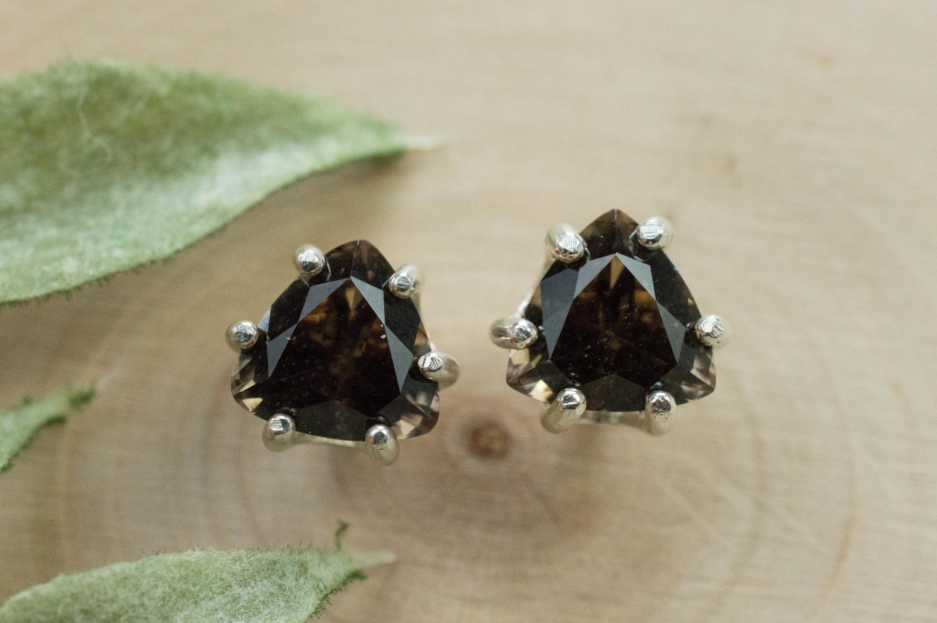 Smoky Quartz Earrings; Natural Untreated USA Quartz; 3.035cts - Mark Oliver Gems