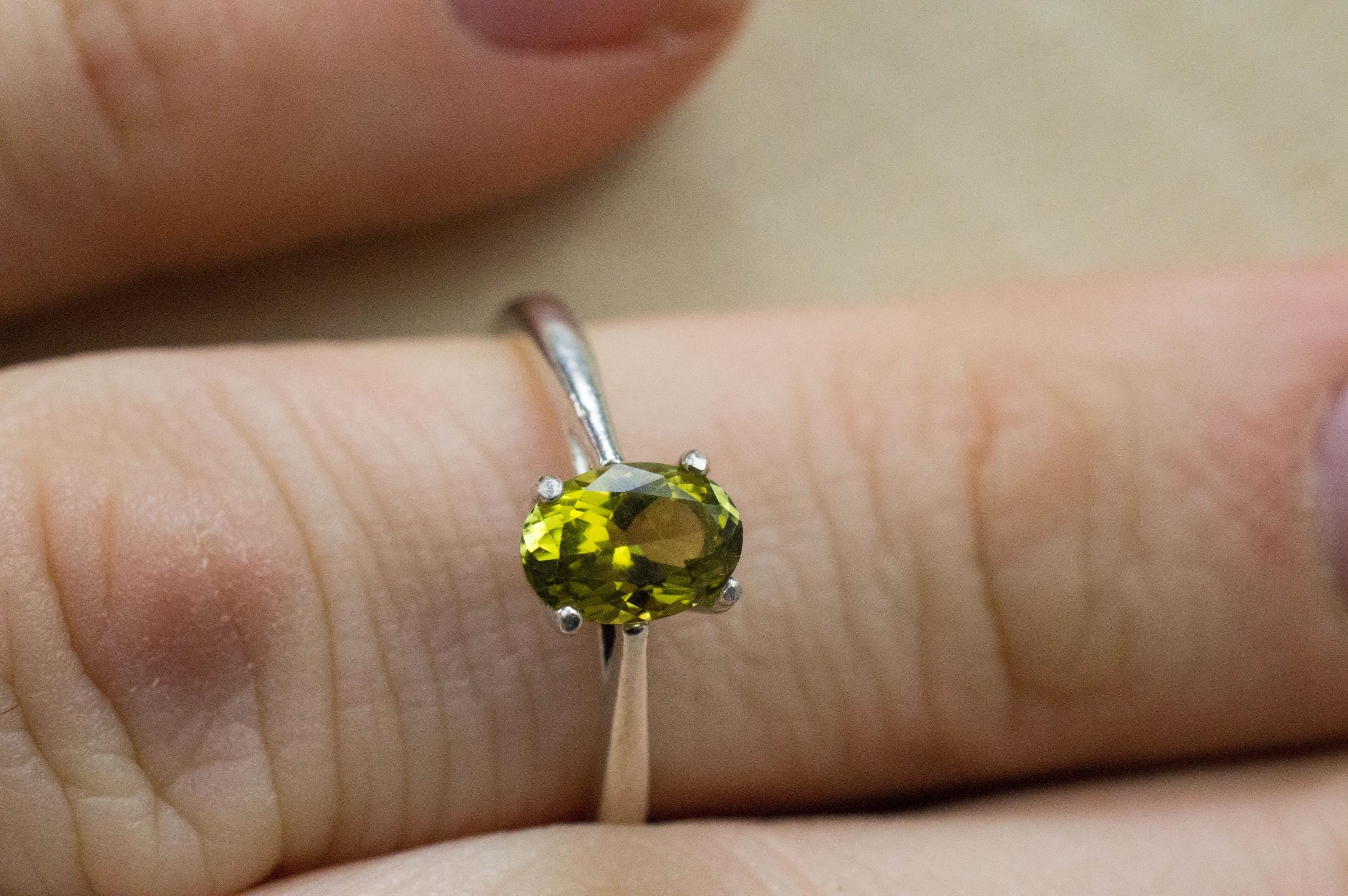 Green Tourmaline Ring, Natural Untreated San Diego Tourmaline; 0.825cts - Mark Oliver Gems